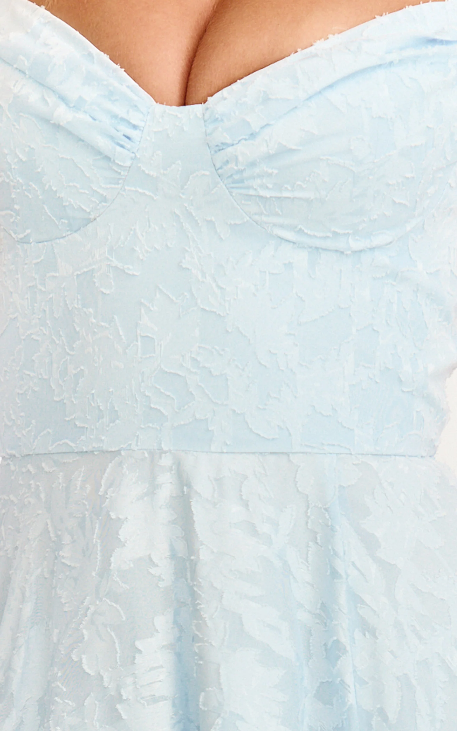 Rachel Maxi Dress - Sweetheart Neckline Jacquard Front Split Dress in Ice Blue - Image 6