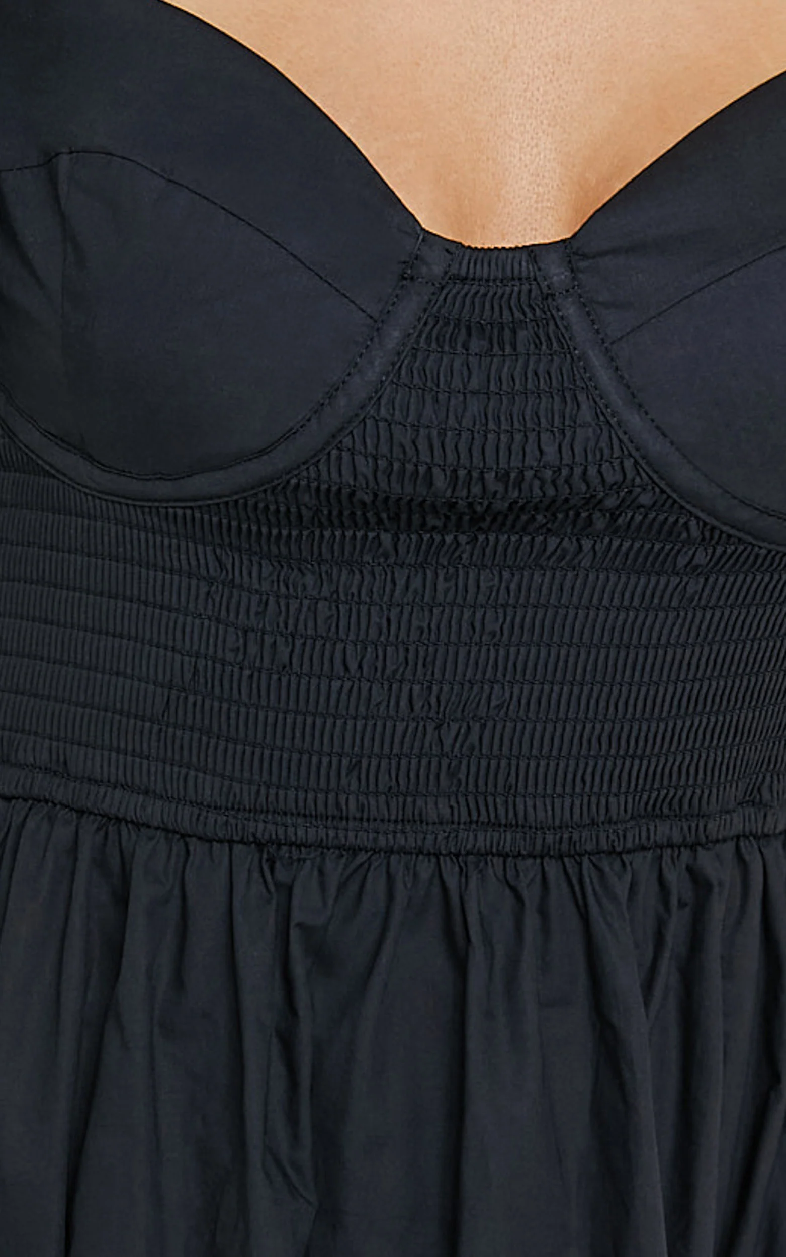 Raiza Midi Dress - Shirred Waist Puff Sleeve Dress in Black - Image 9