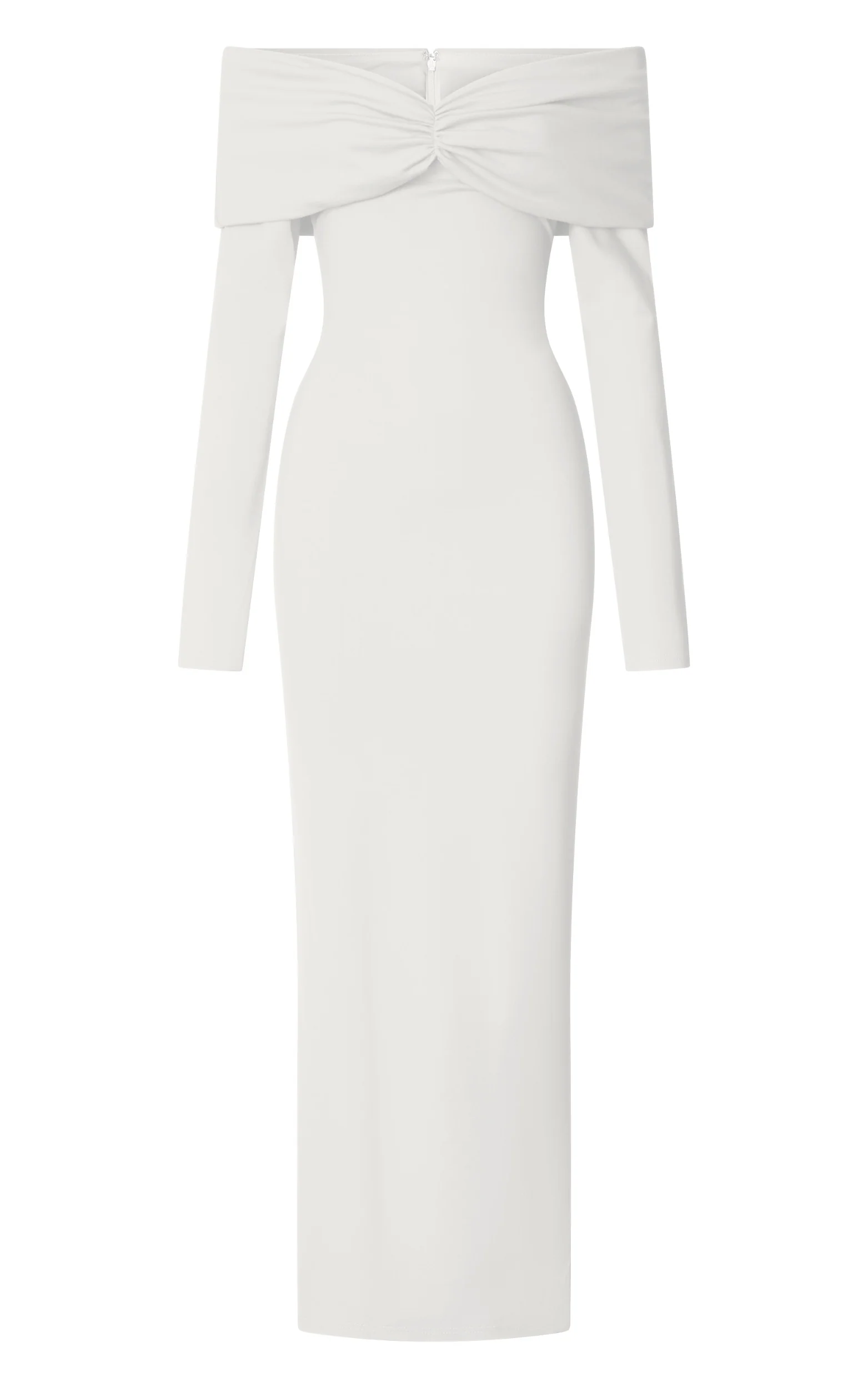 Rani Maxi Dress - Off Shoulder Long Sleeve Bodycon Dress in Off White - Image 7