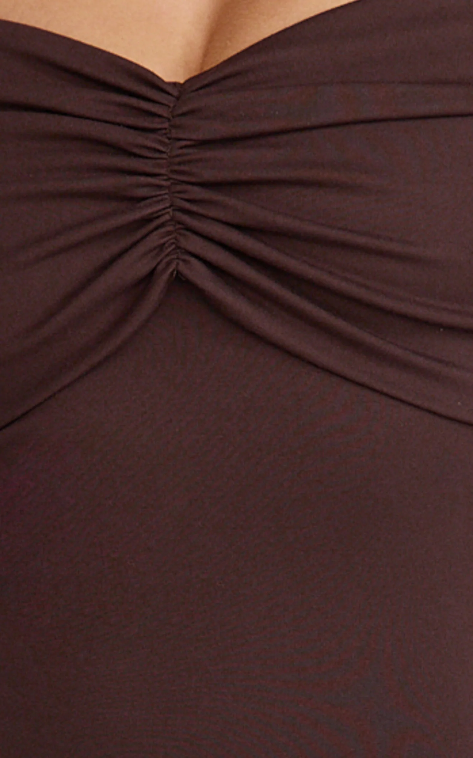 Rani Mini Dress - Off Shoulder Long Sleeve Bodycon Dress in Chocolate - Image 6