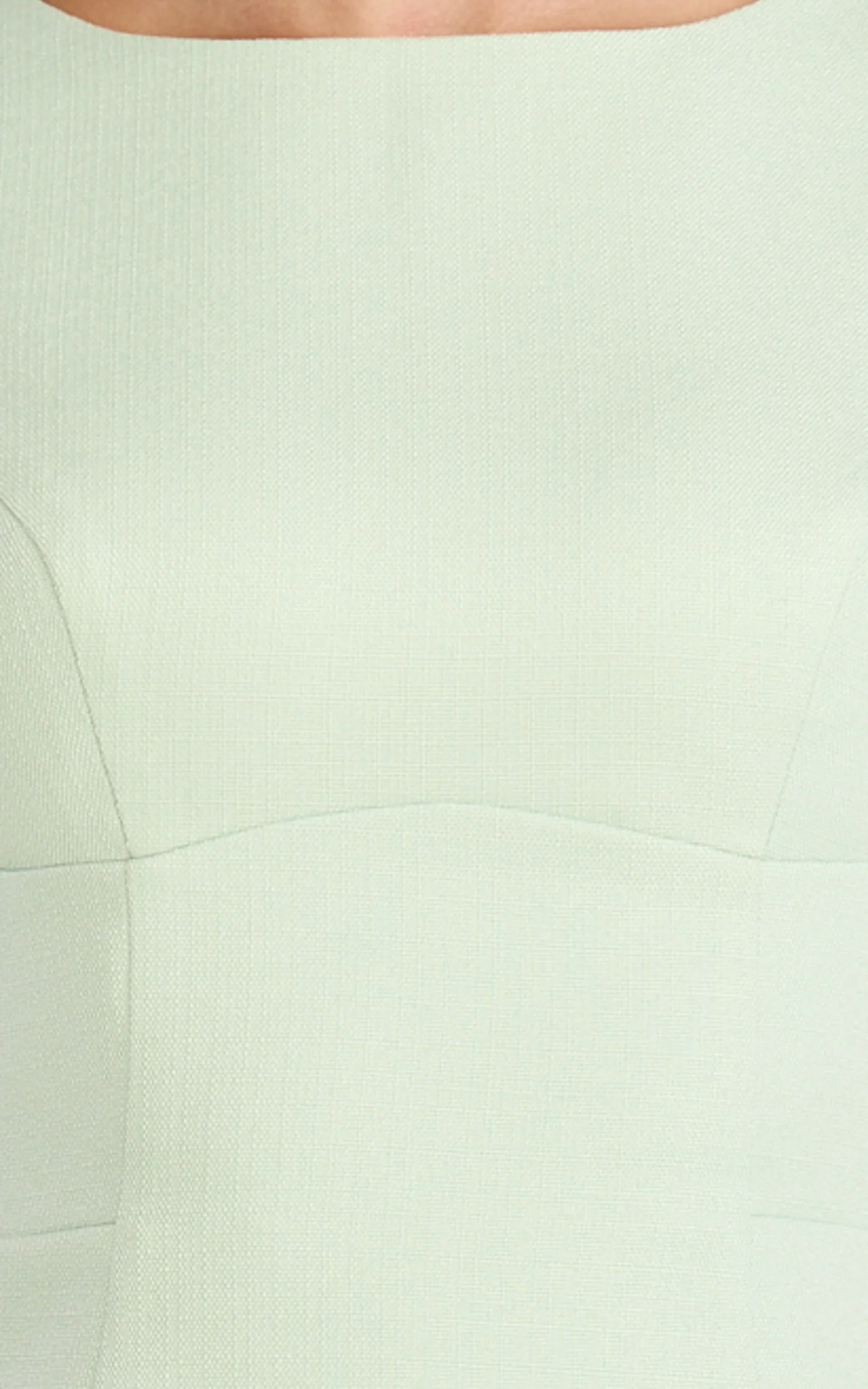 Raquelle Mini Dress - Boucle Boat Neck V Back Fit and Flare Dress in Pistachio - Image 6