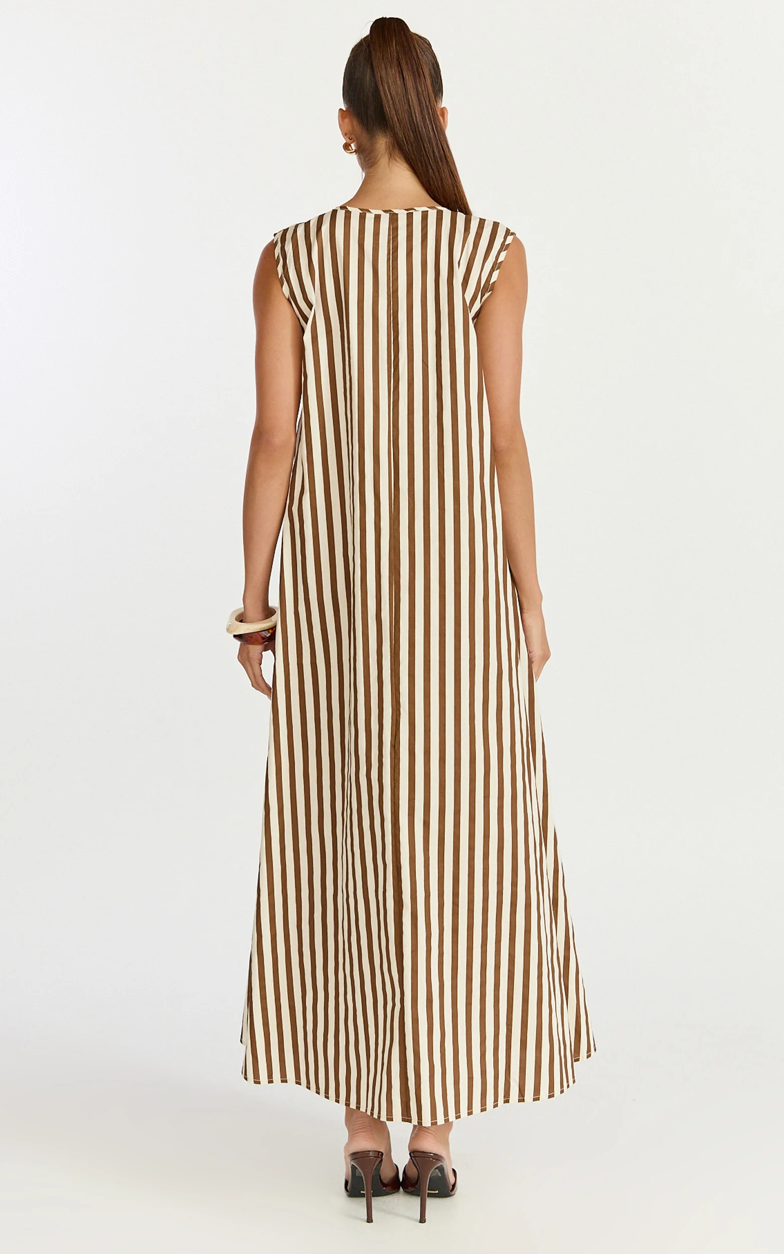 Raye Midi Dress - Sleeveless Dress in Chocolate - Image 5