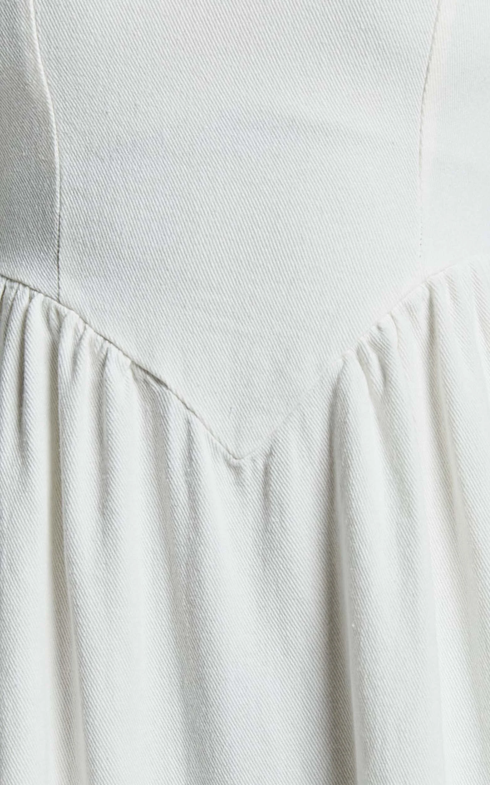 Rhaziya Midi Dress - Sleeveless Straight Neck Fit and Flare Dress in White - Image 8