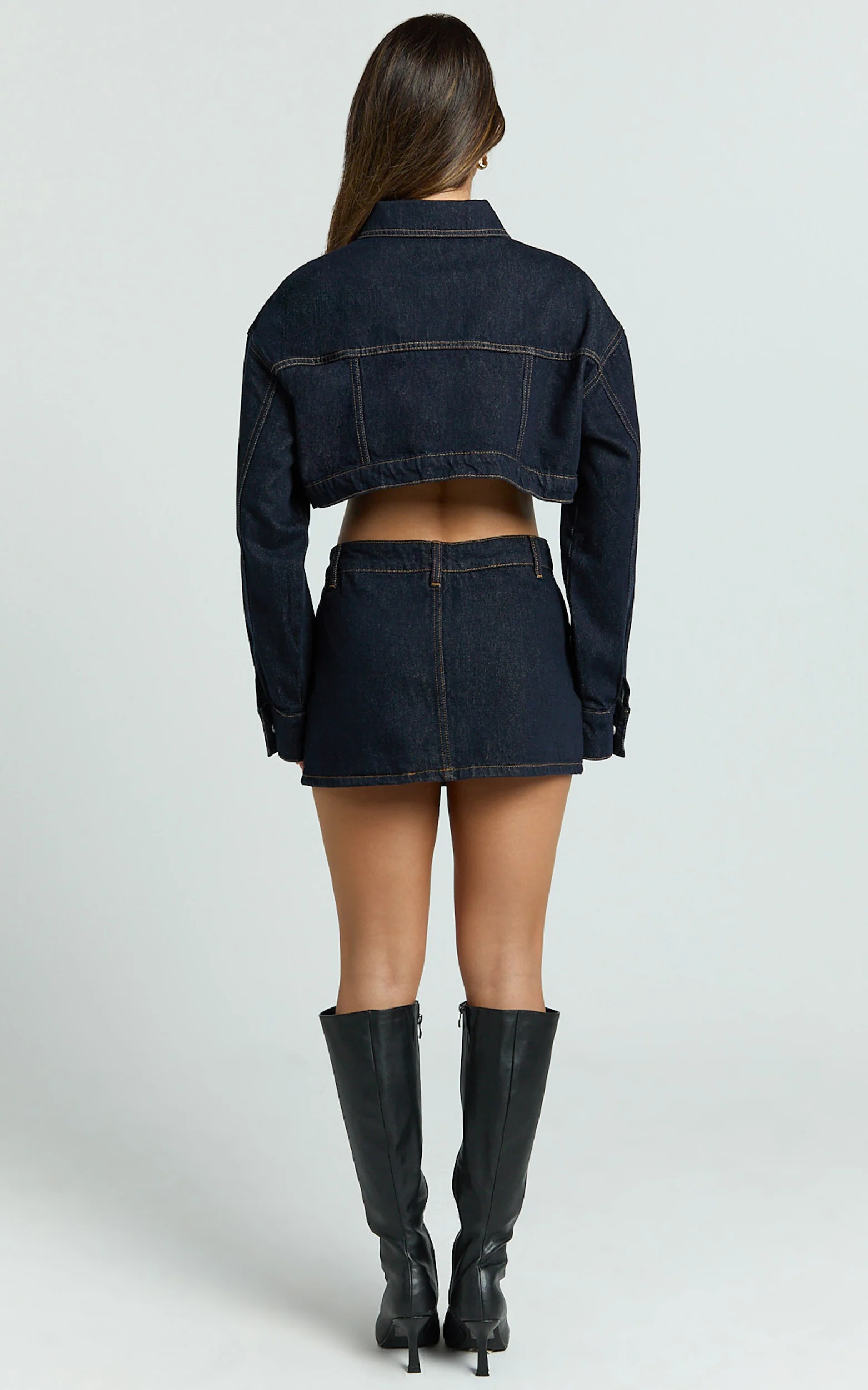 Rhylee Jacket - Oversized Cropped Denim Jacket in Raw Denim - Image 6
