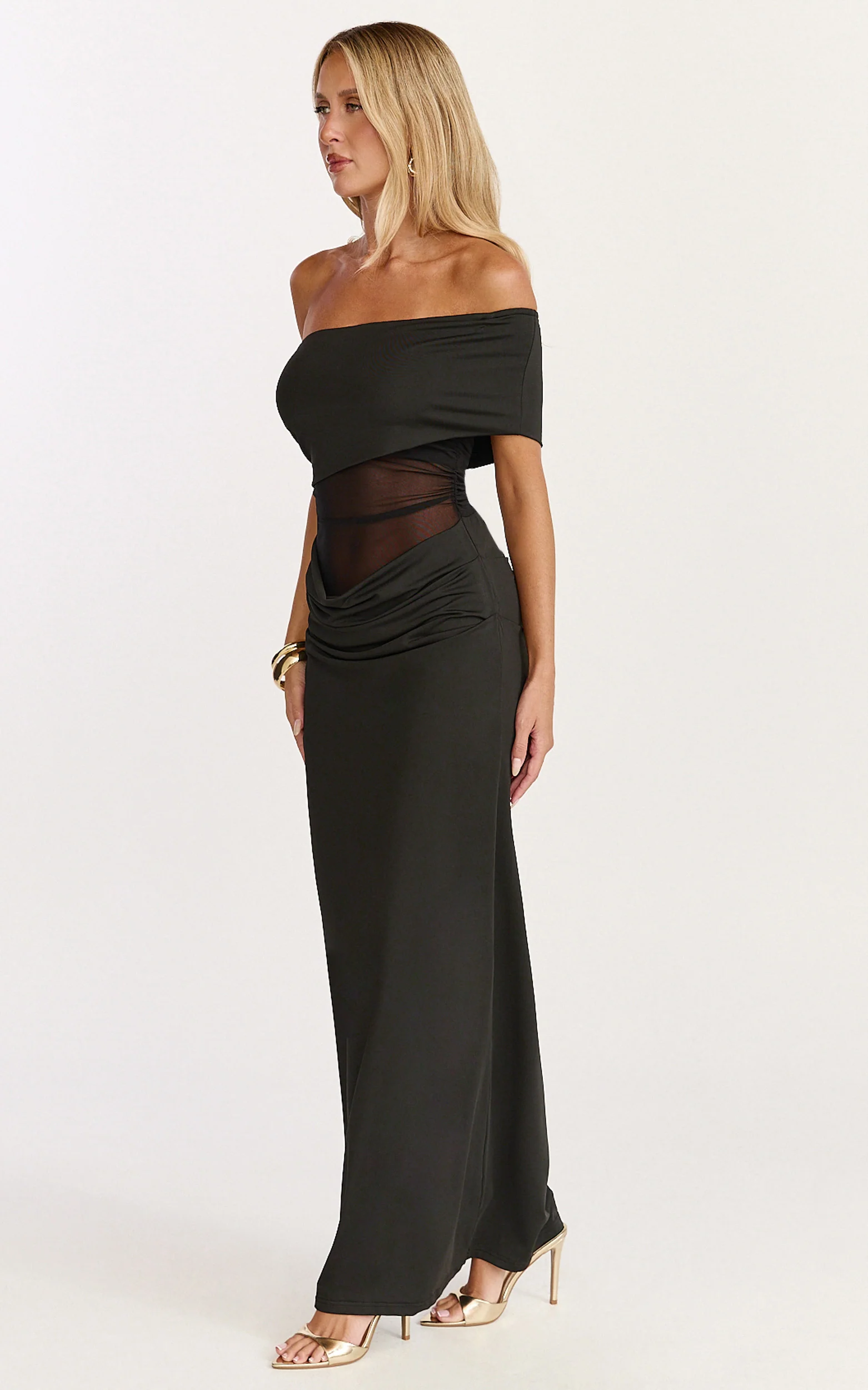 Riley Maxi Dress - Gathered Over Bust Dress in Black - Image 4