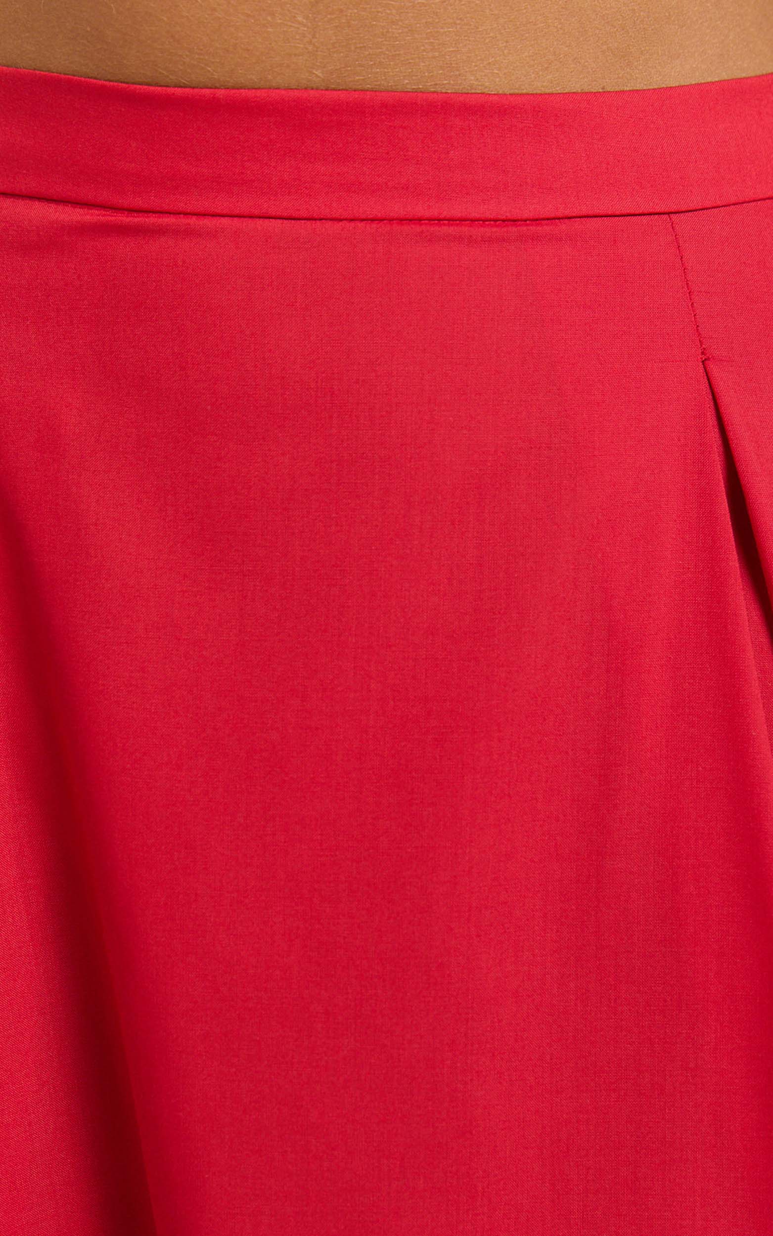 Rosalee Two Piece Top and Skirt Set - Strappy Crop Top and High Waisted A Line Midi Skirt Set in Red - Image 6