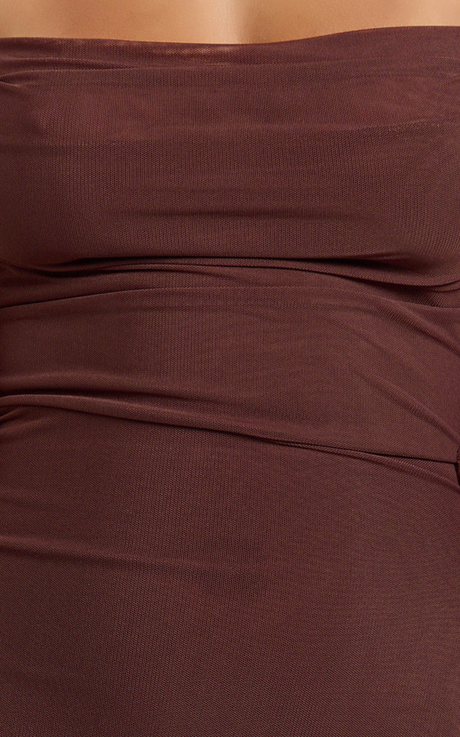 Rosha Midi Dress - Ruffle Strap Dress in Chocolate - Image 6