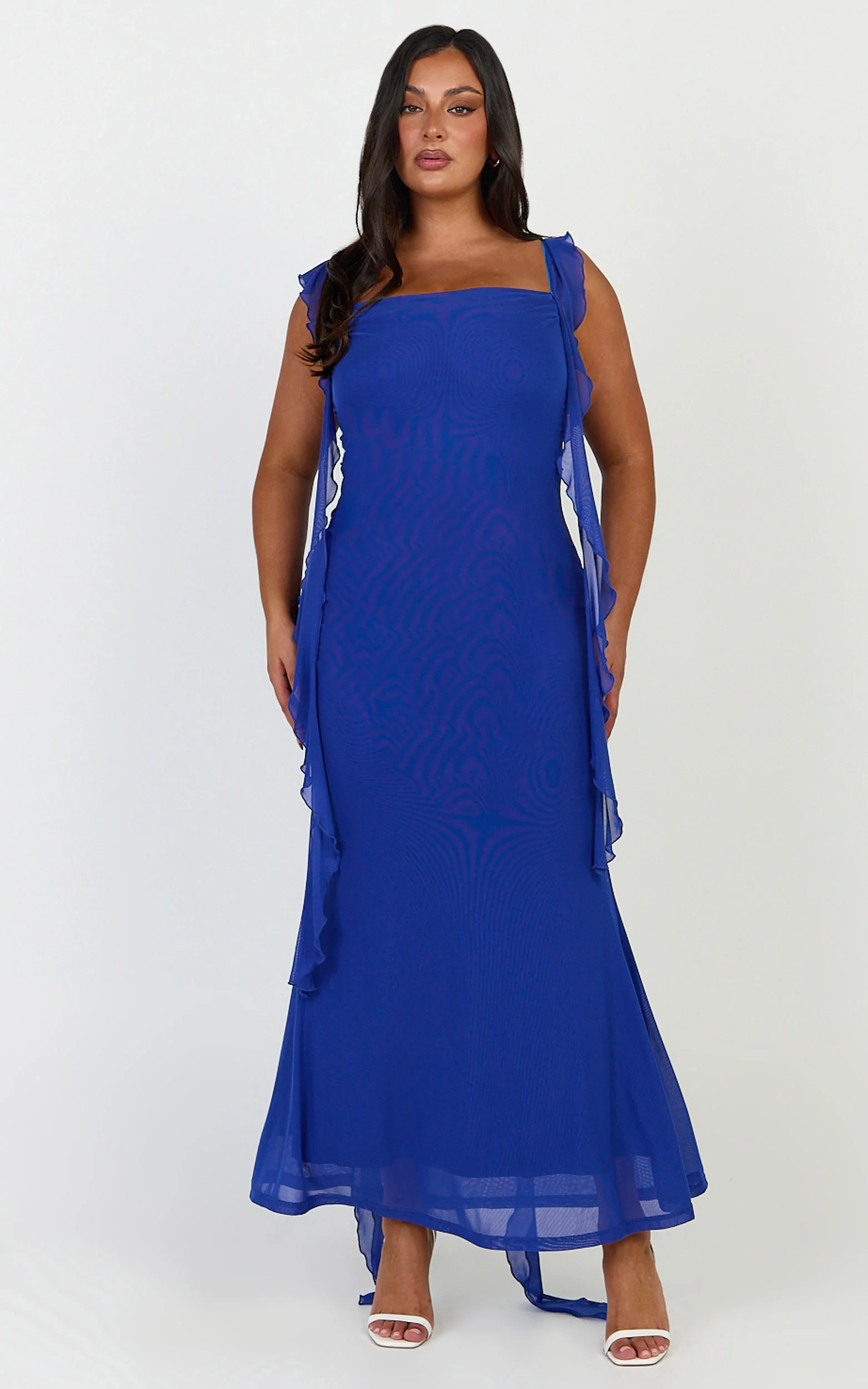 Rosha Midi Dress - Ruffle Strap Dress in Electric Blue - Image 6