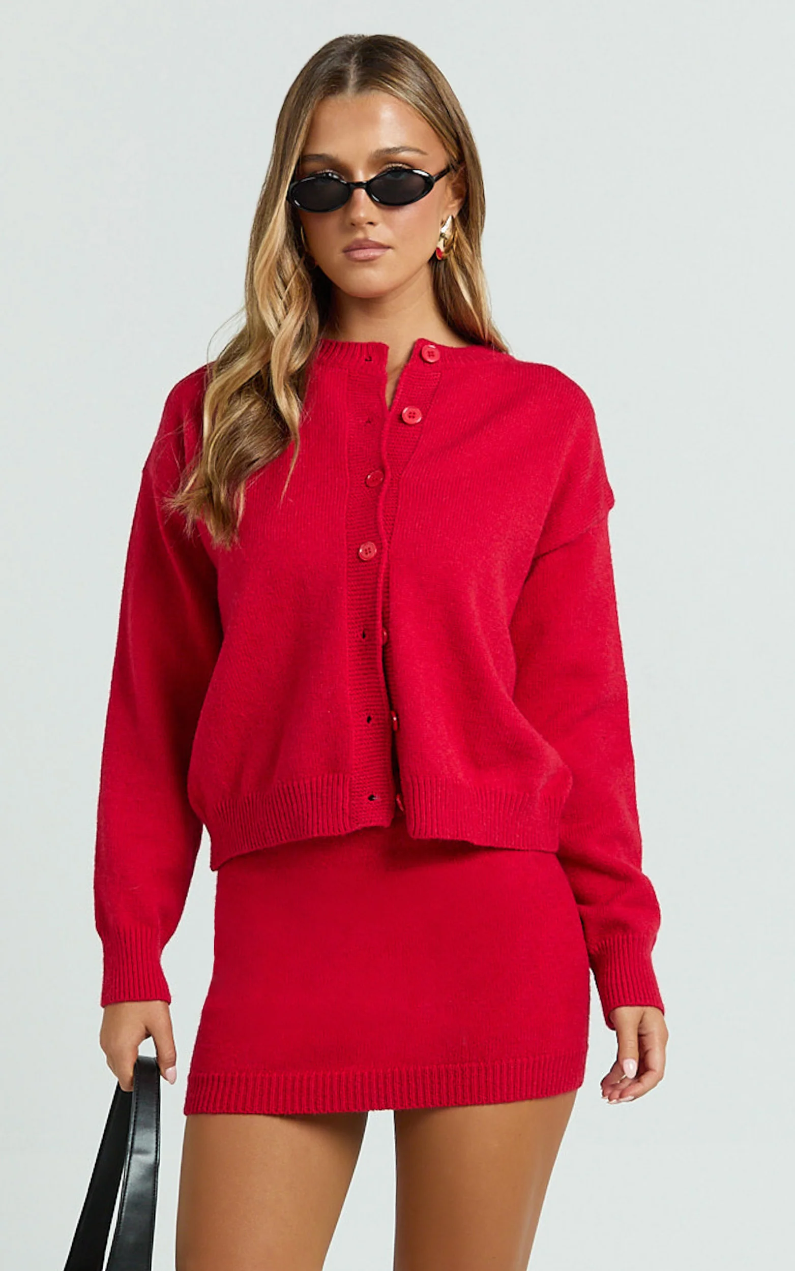 Rowena Mini Skirt - Knit Skirt in Red - Image 4