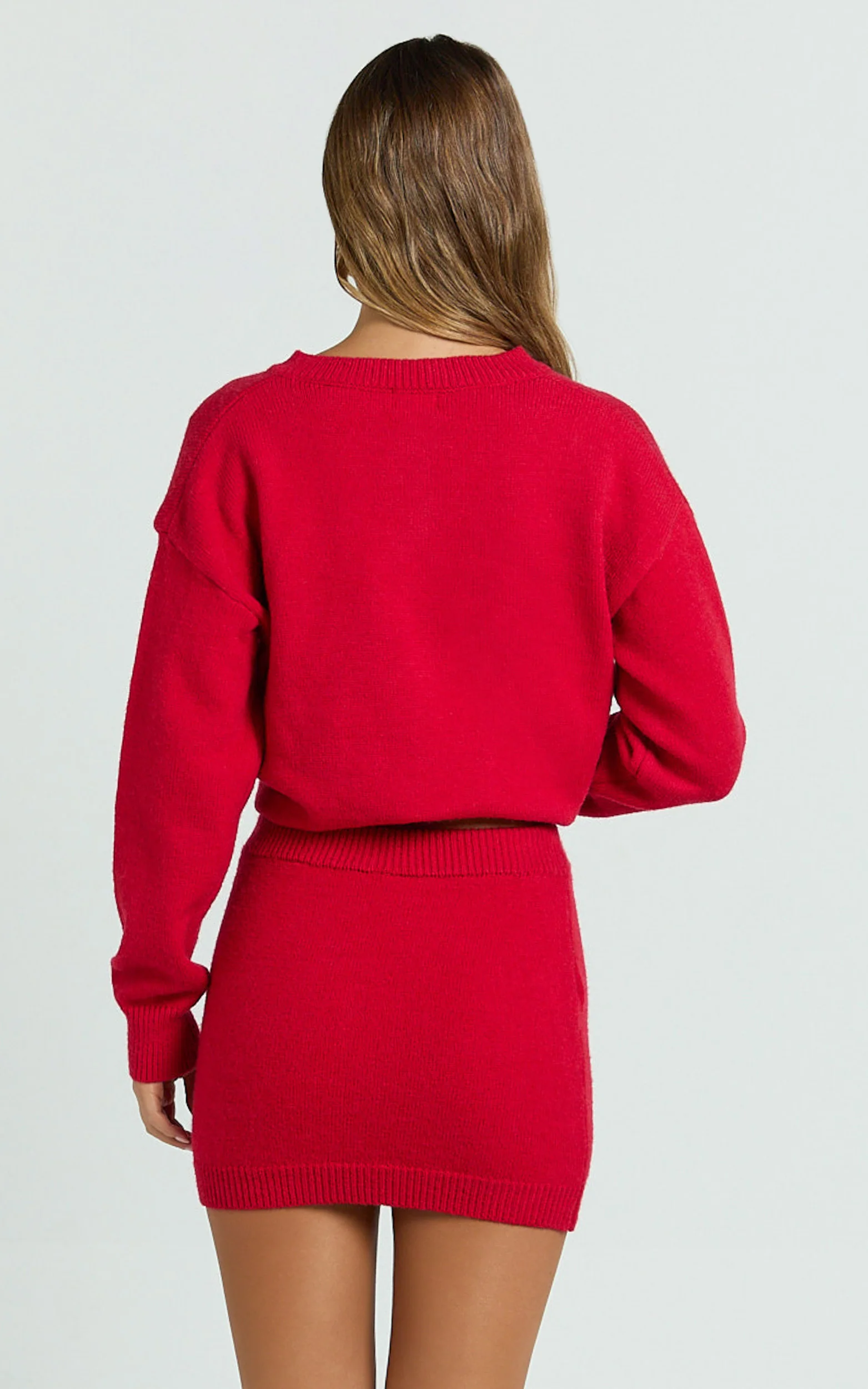 Rowena Mini Skirt - Knit Skirt in Red - Image 6