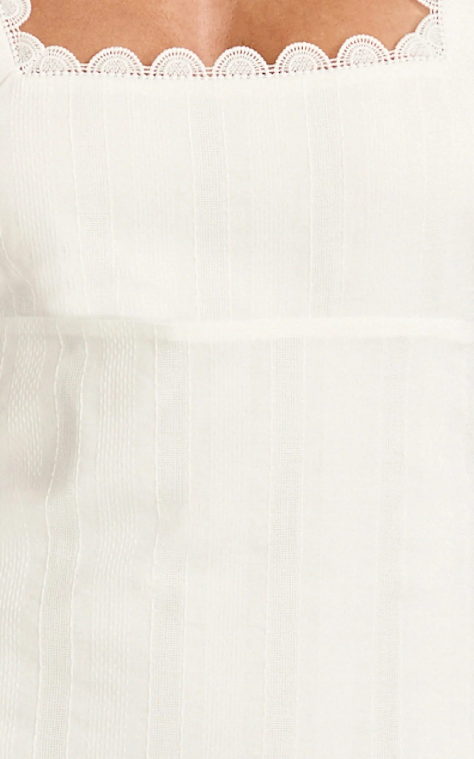 Roxanne Midi Dress - Square Neck Fit And Flare Dress in White - Image 6
