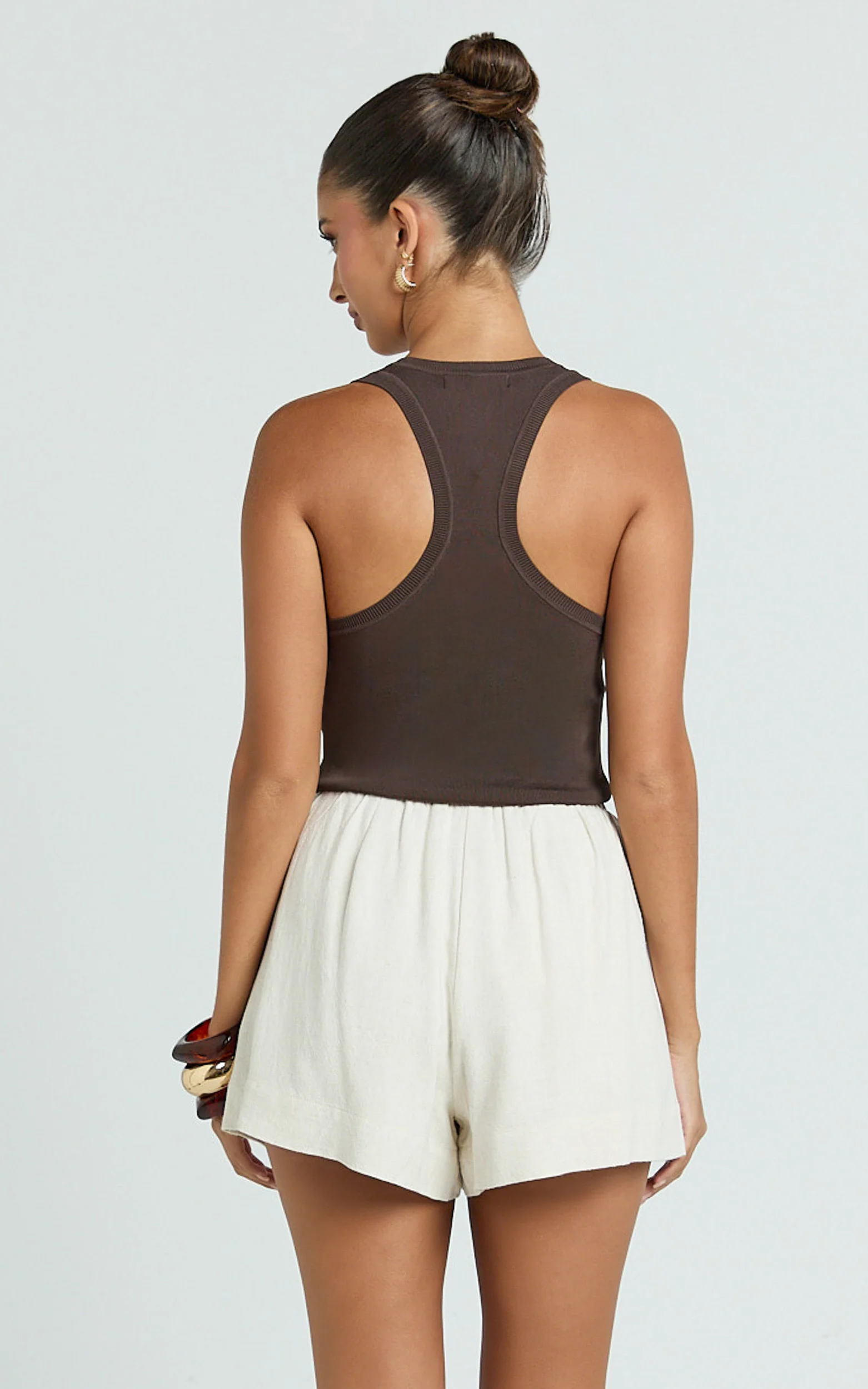 Ruby Short - Beaded Drawstring Relaxed Linen Shorts in Natural - Image 5
