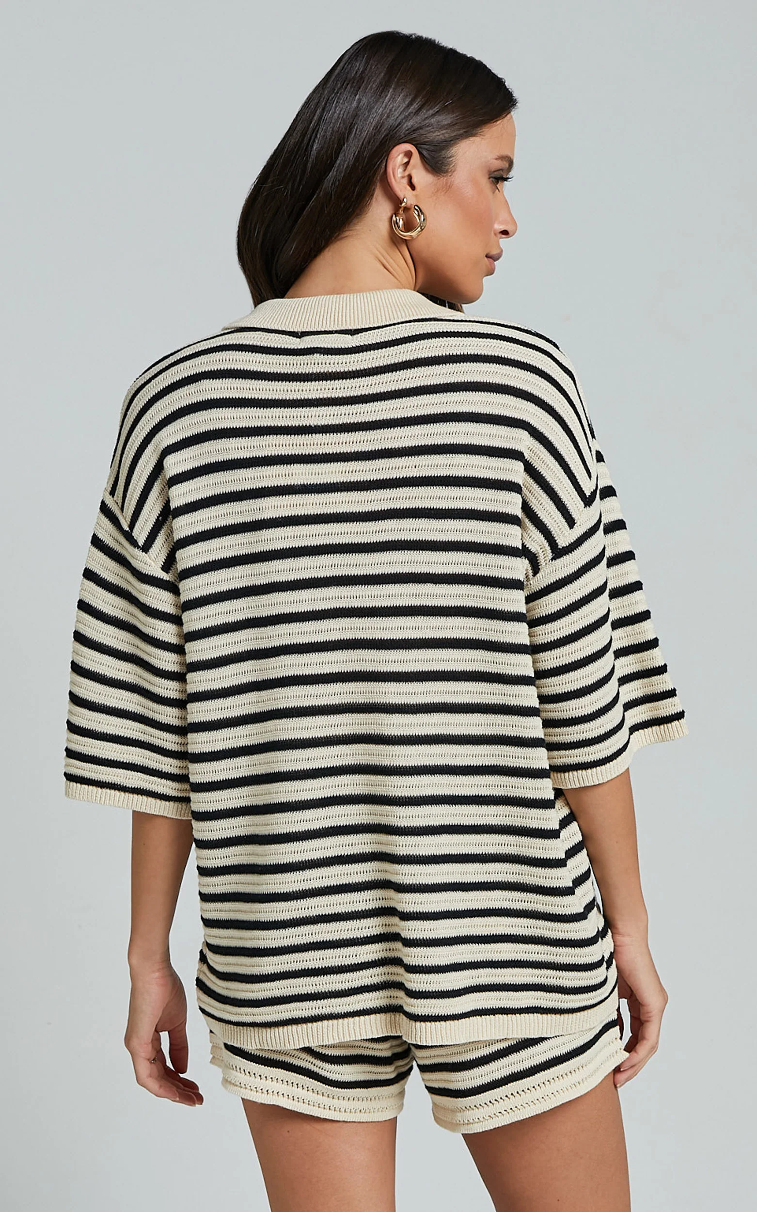 Runaway The Label - Cherie Knit Shirt in Sand/Black - Image 6