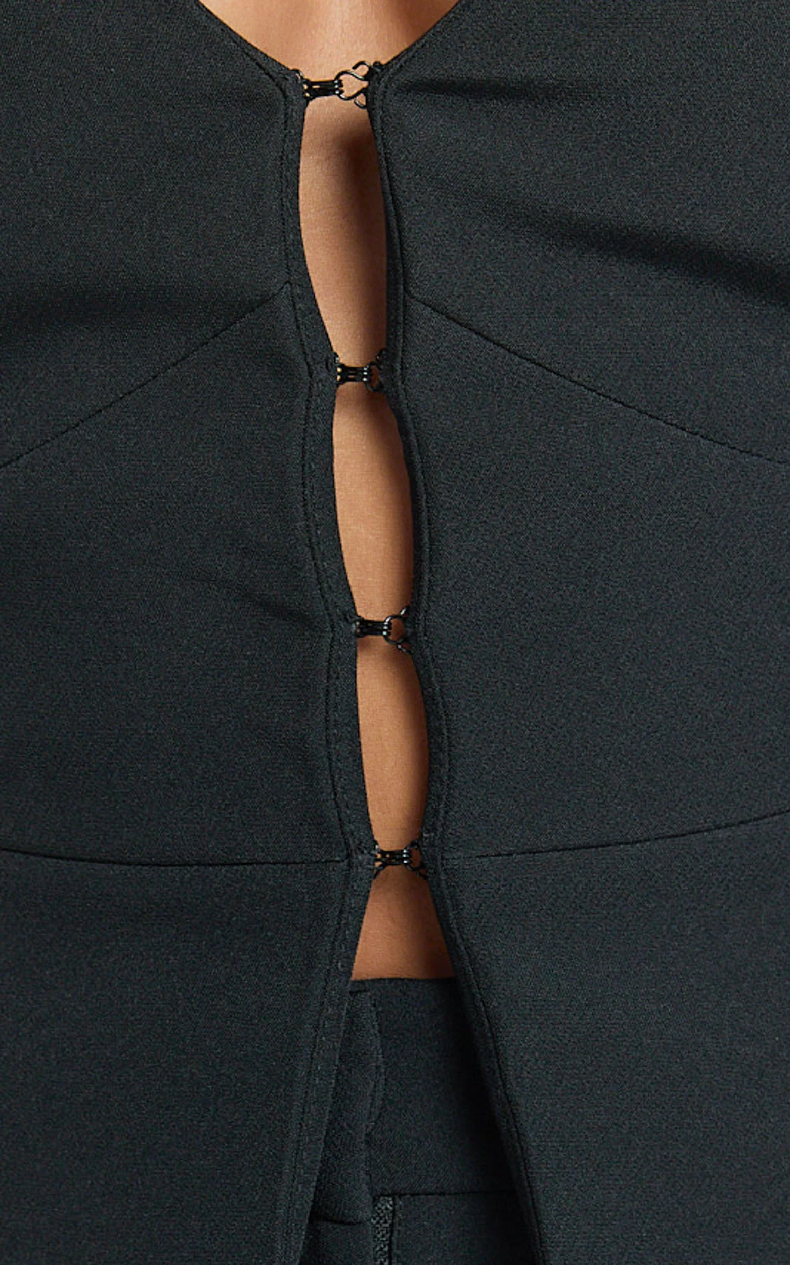 Sally Top - V Neck Hook Corset Top in Black - Image 7