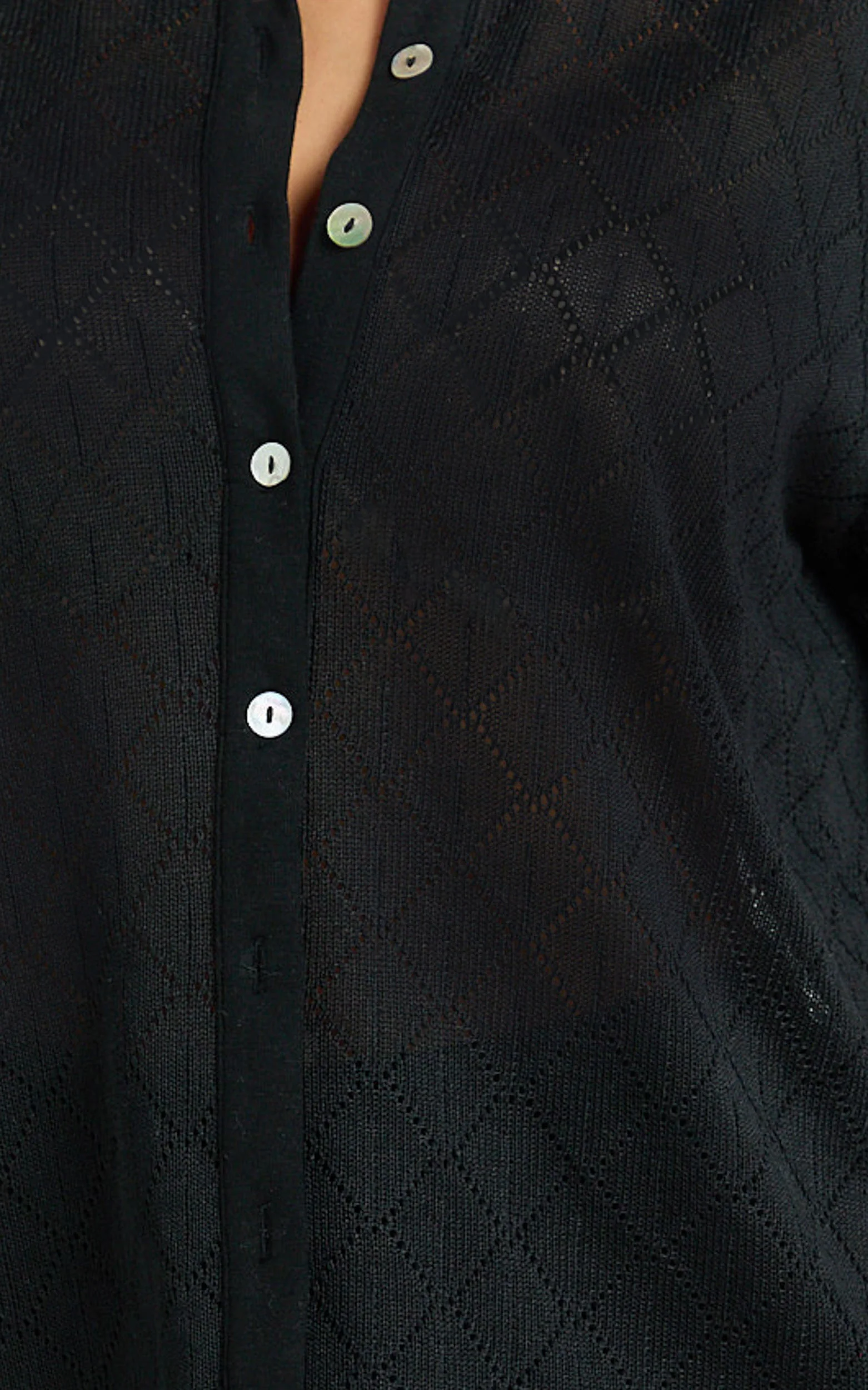 Scarlett Two Piece Top and Pants Set - Knit Button Short Sleeve Shirt and Wide Leg Pant Set in Black - Image 6