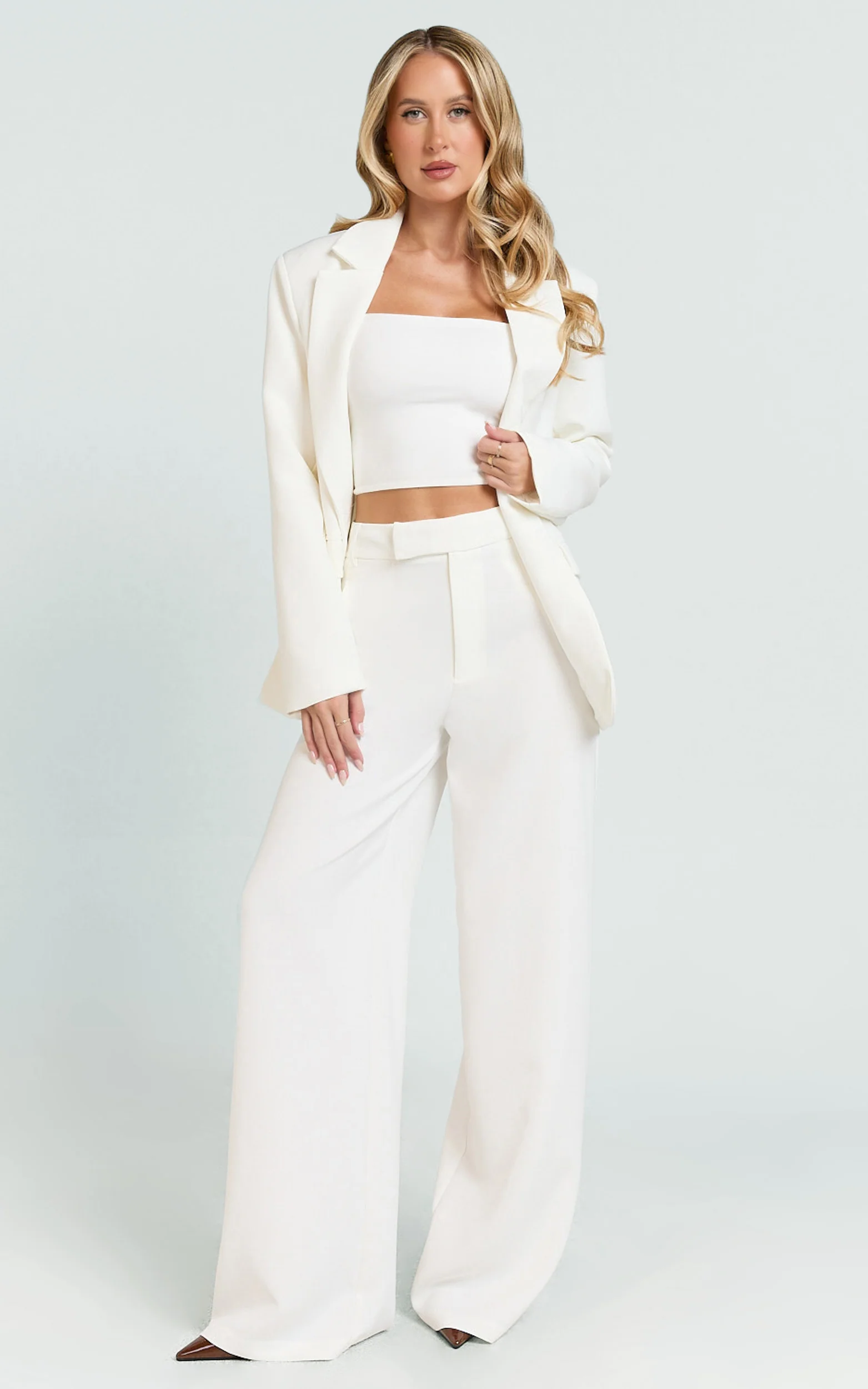 Selena Blazer - Oversized Single Breasted Blazer in Cream - Image 2