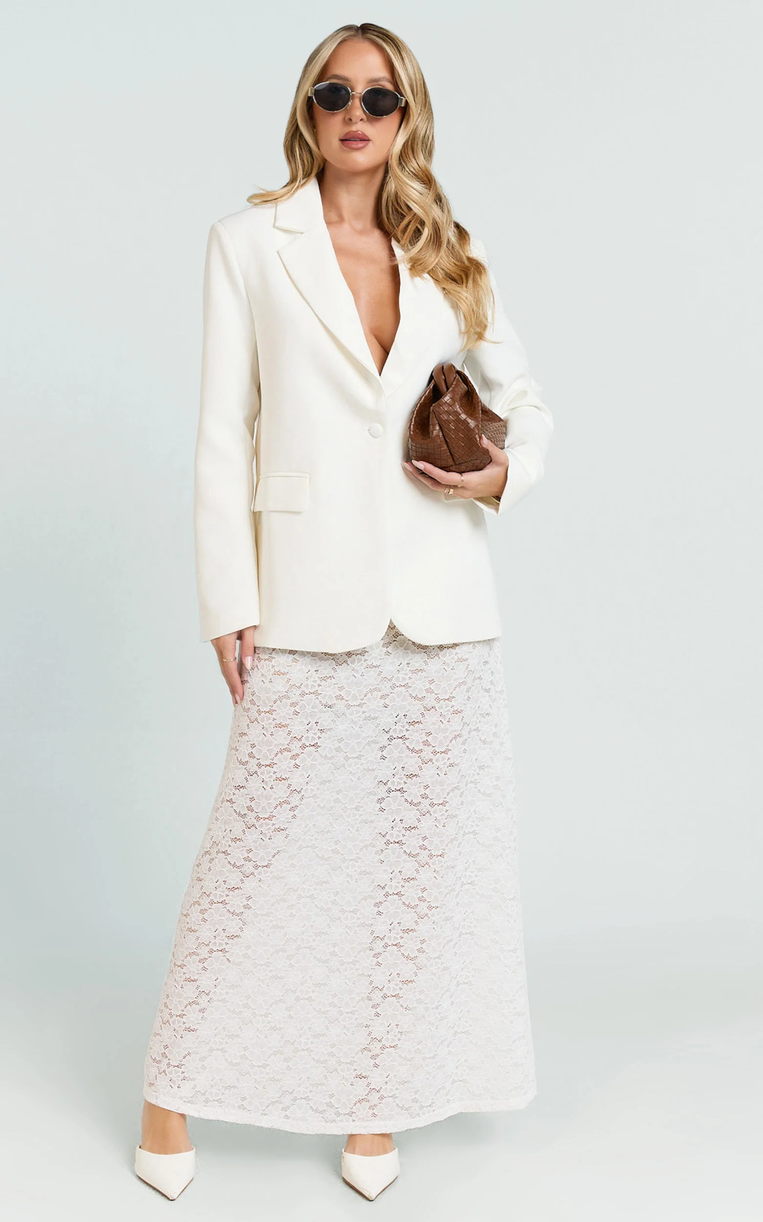 Selena Blazer - Oversized Single Breasted Blazer in Cream - Image 4