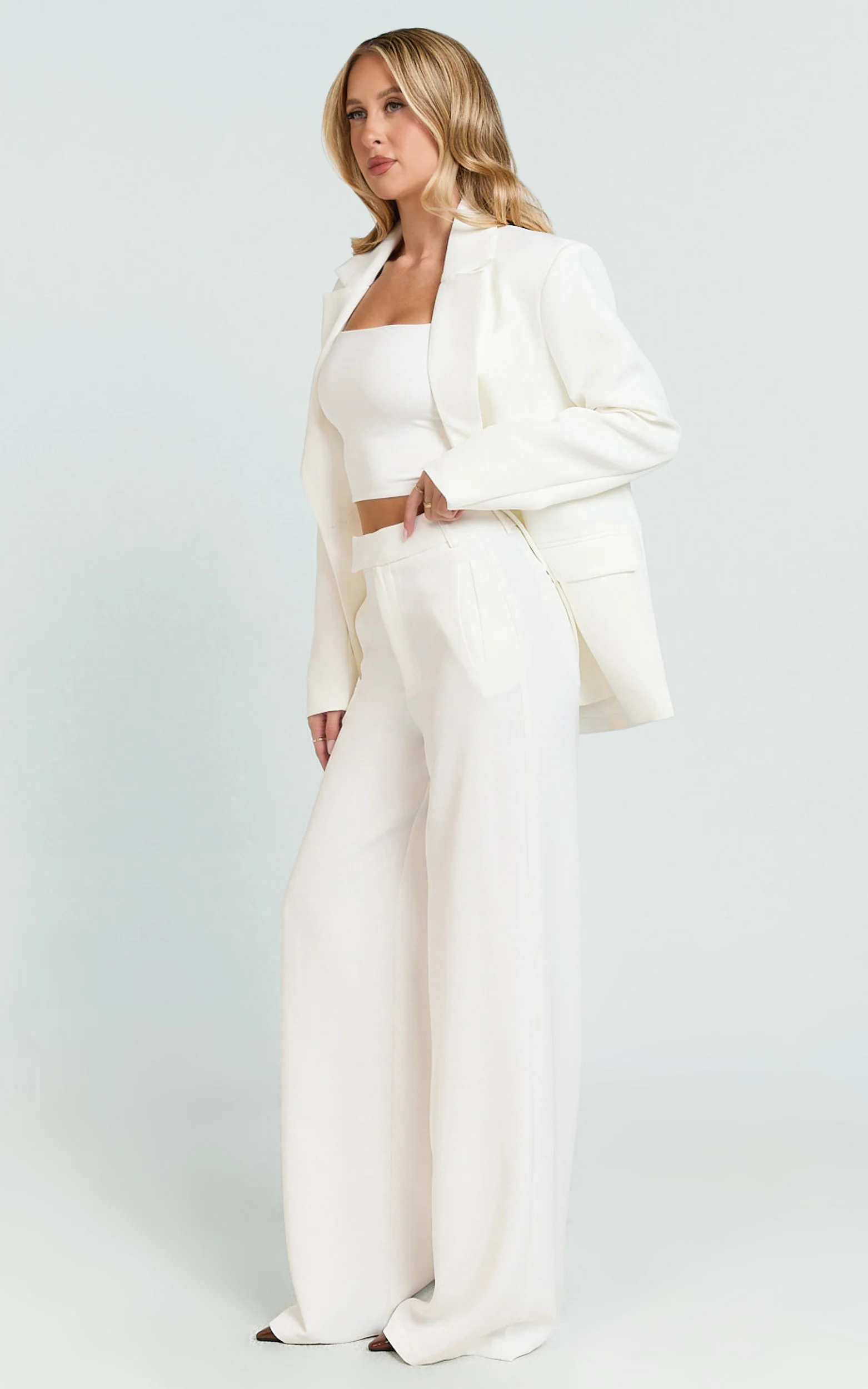 Selena Blazer - Oversized Single Breasted Blazer in Cream - Image 6