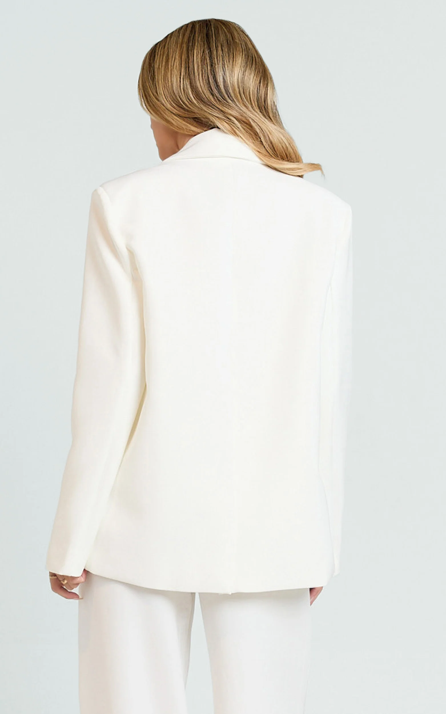 Selena Blazer - Oversized Single Breasted Blazer in Cream - Image 7
