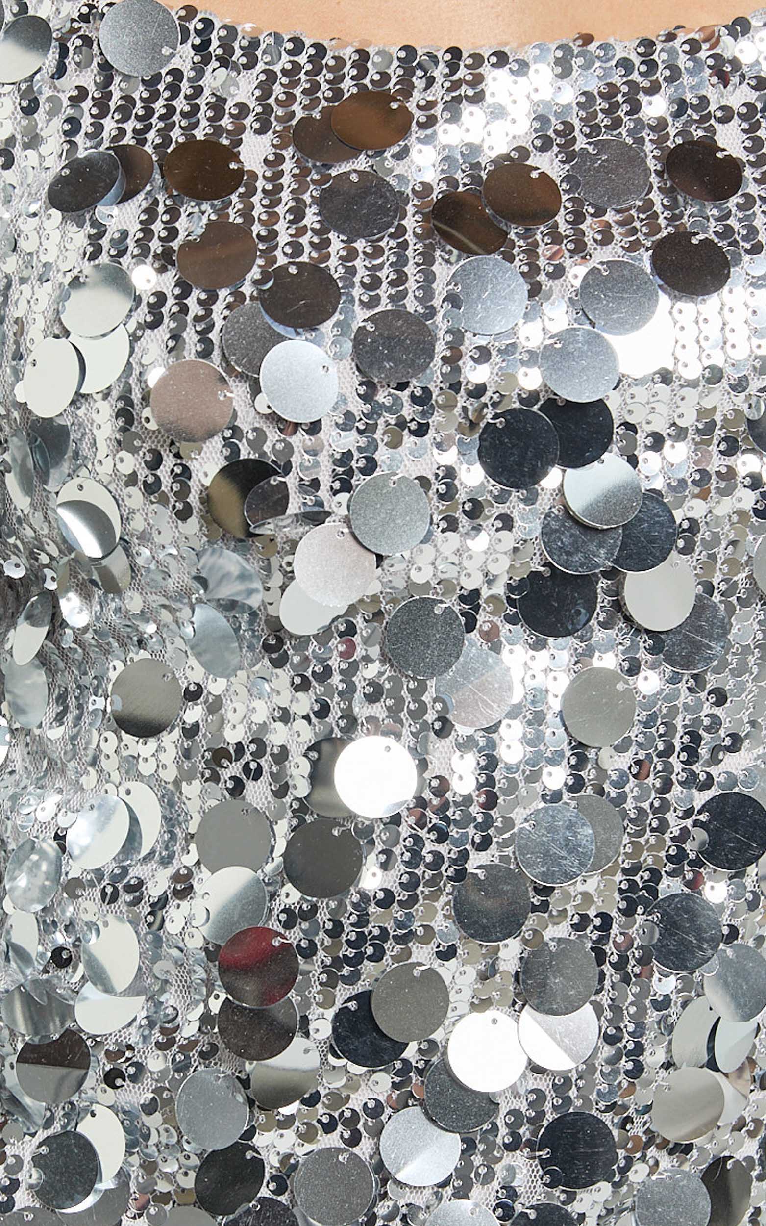 Selena Mini Dress - Flare Sleeve Disc Sequin Dress in Silver - Image 8