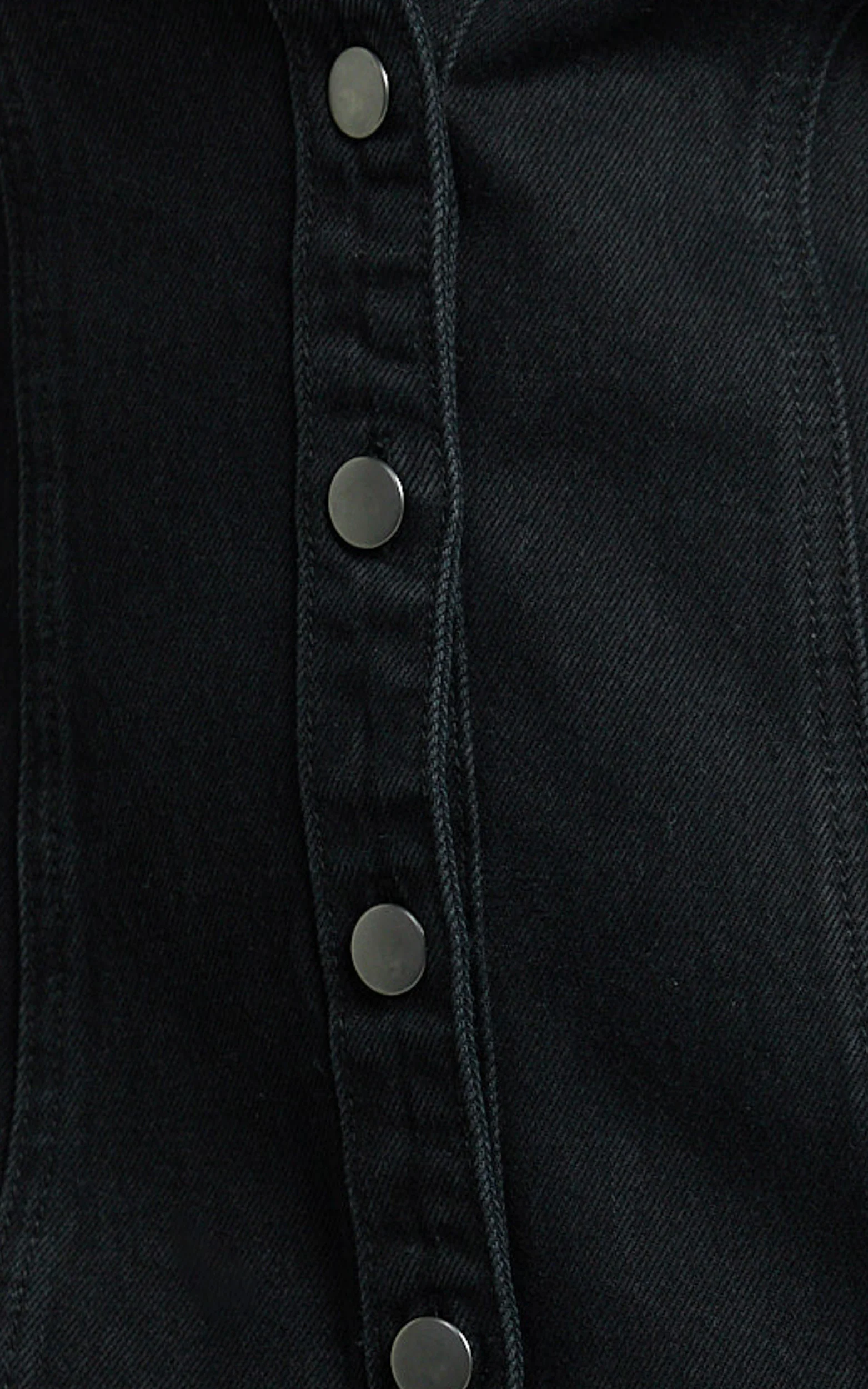 Shawn Mini Dress - Long Sleeve Button Down Denim Shirt Dress in Black - Image 6