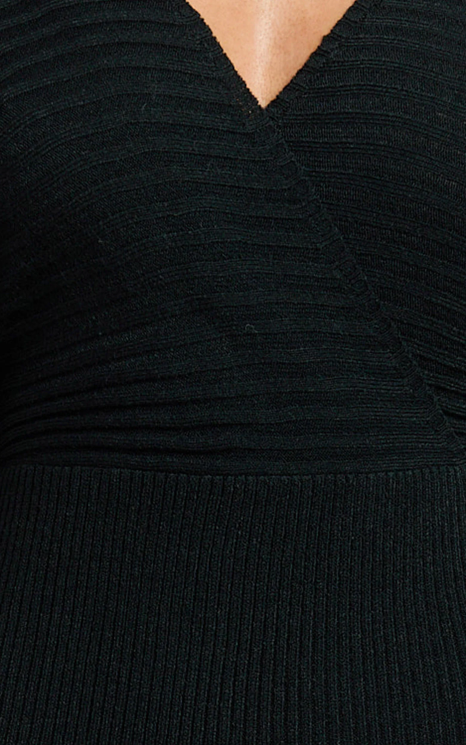 Sheika Midi Dress - Long Sleeve Off Shoulder Knit Dress in Black - Image 7