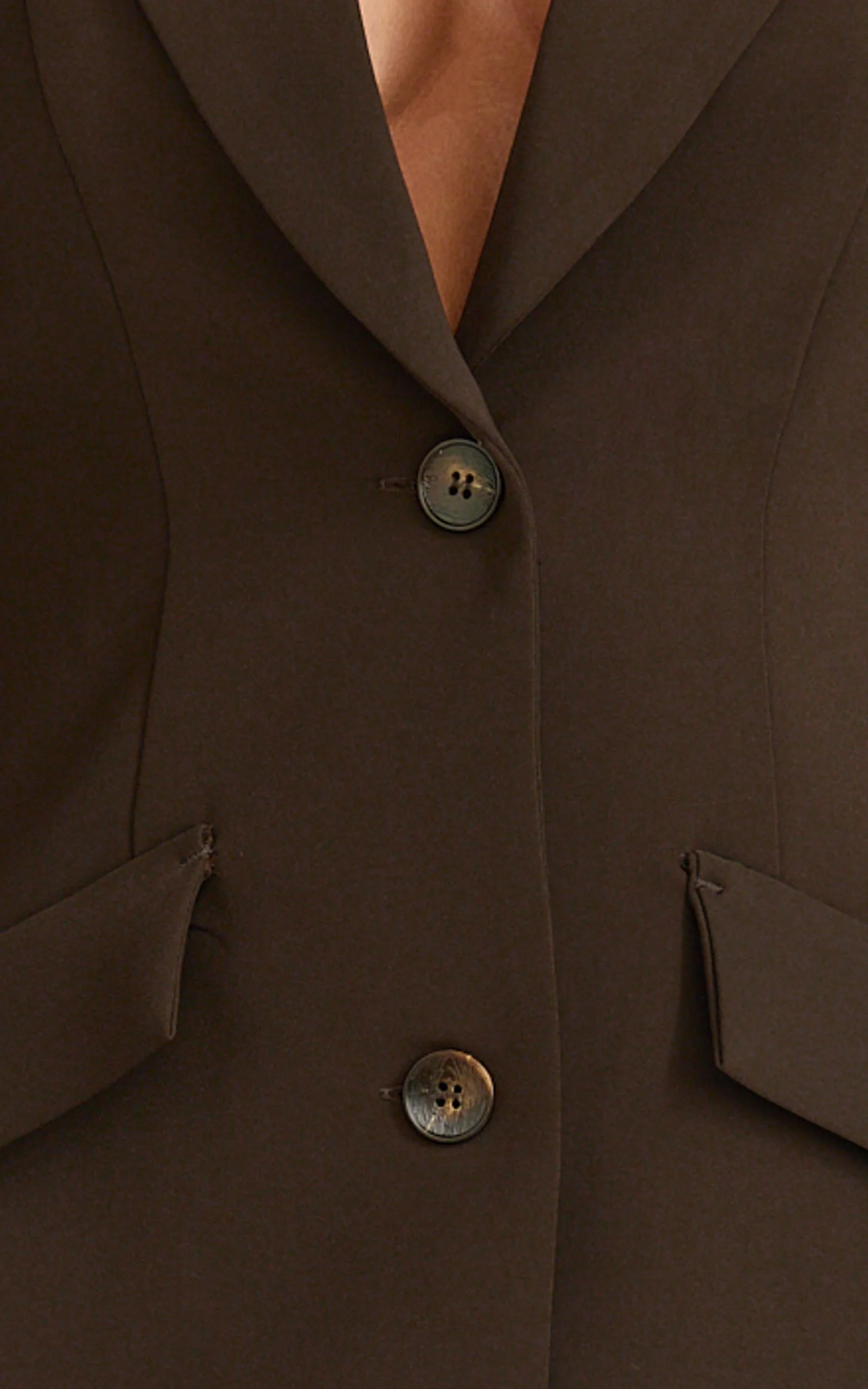 Shelley Mini Dress - Collared Double Breasted Blazer Dress in Dark Chocolate - Image 6