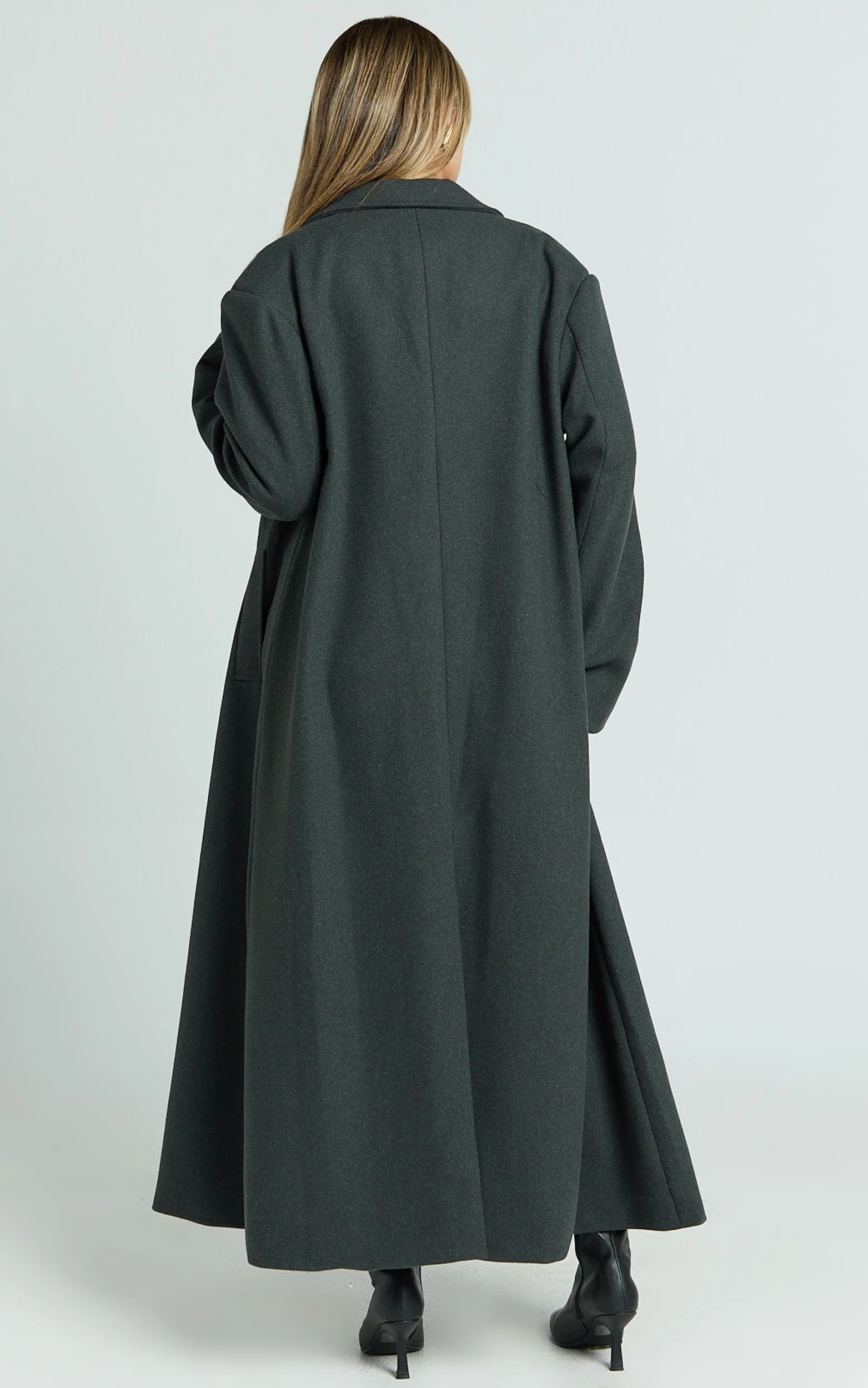 Silvena Coat - Oversized Longline Tailored Coat in Slate Grey - Image 6