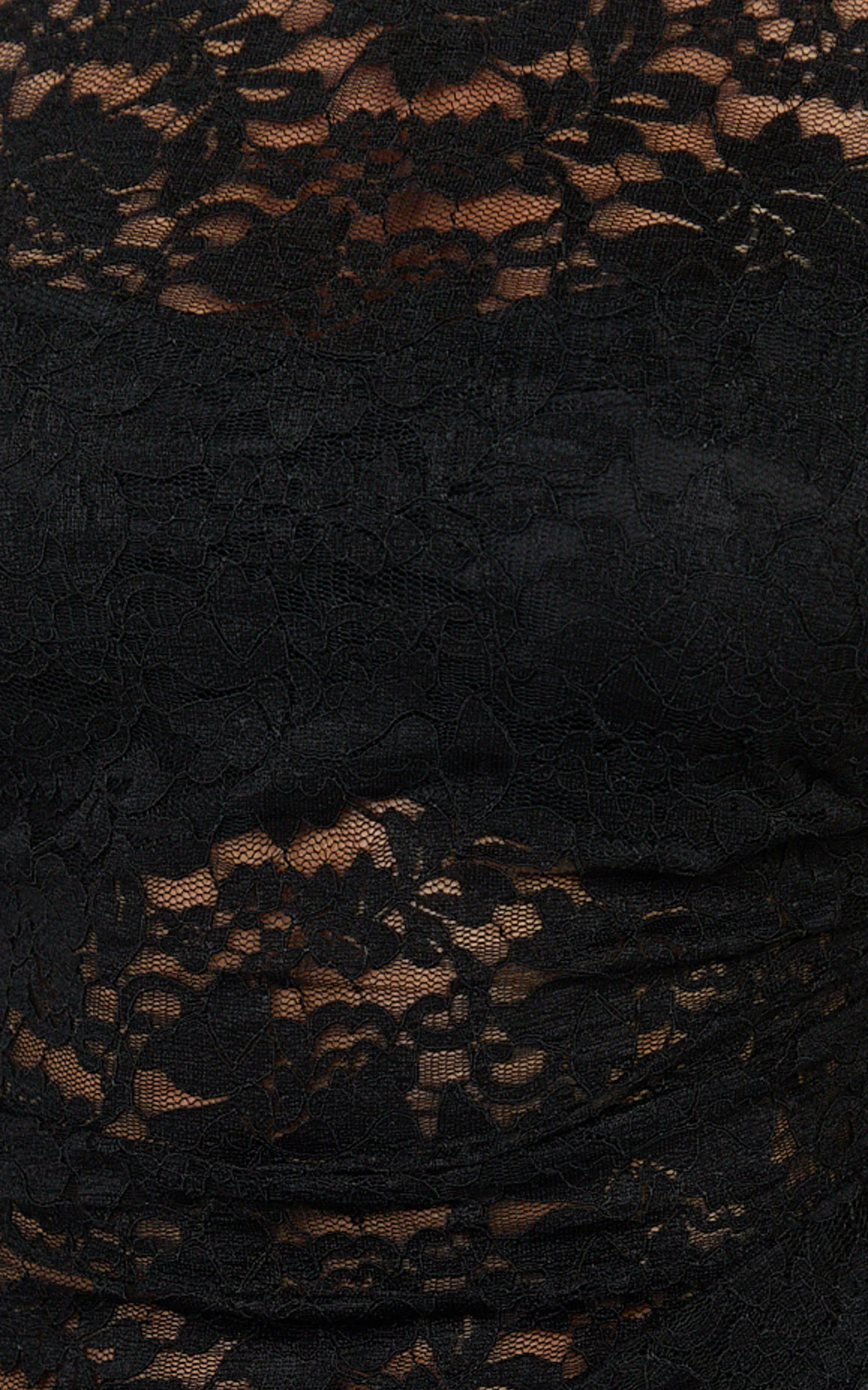 Skye Maxi Dress - Lace Long Sleeve Draped Waist Dress in Black - Image 6