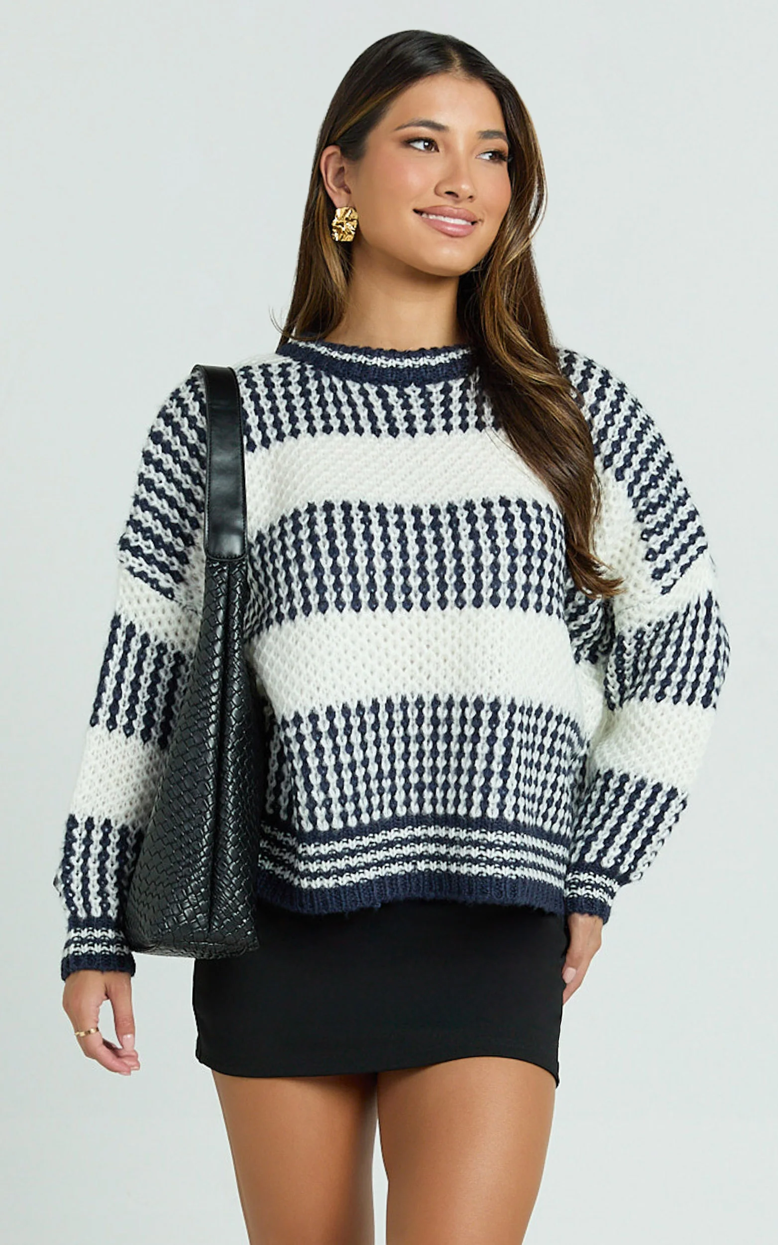 Snuggle Up Jumper - Knit Jumper in Navy Stripe - Image 5