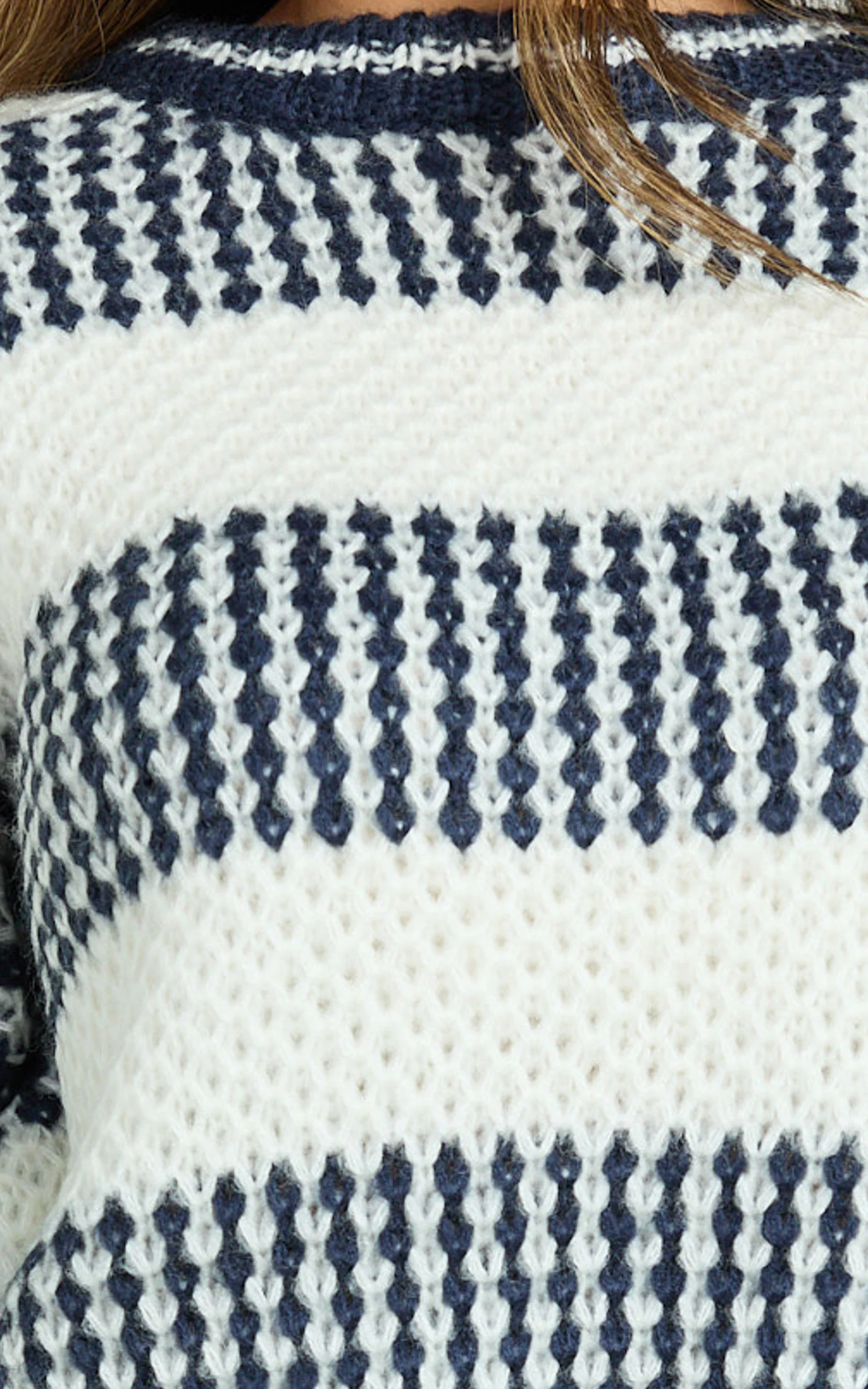 Snuggle Up Jumper - Knit Jumper in Navy Stripe - Image 7
