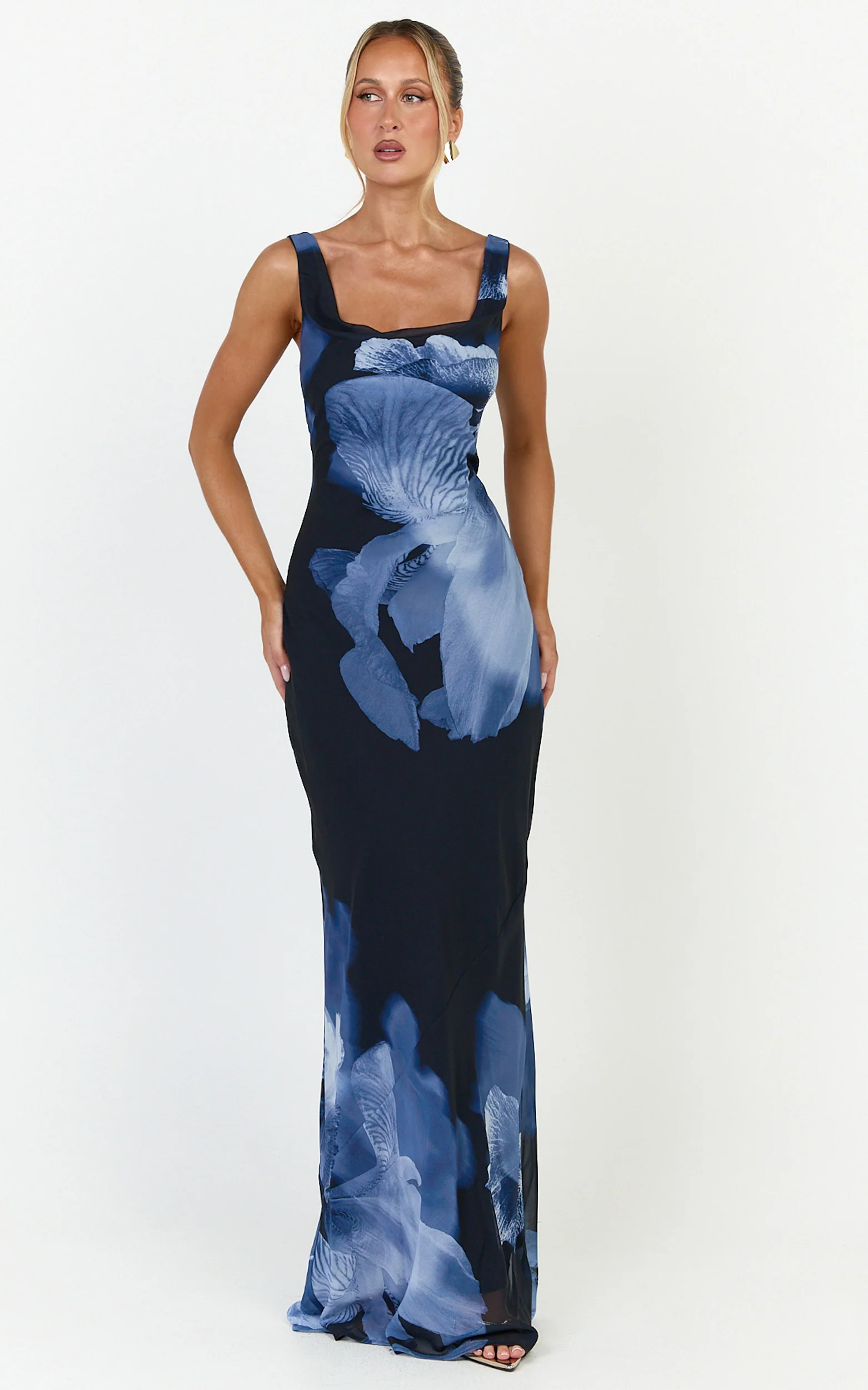 Summer Maxi Dress - Cowl Neck Slip Dress in Twilight Orchid Print - Image 3