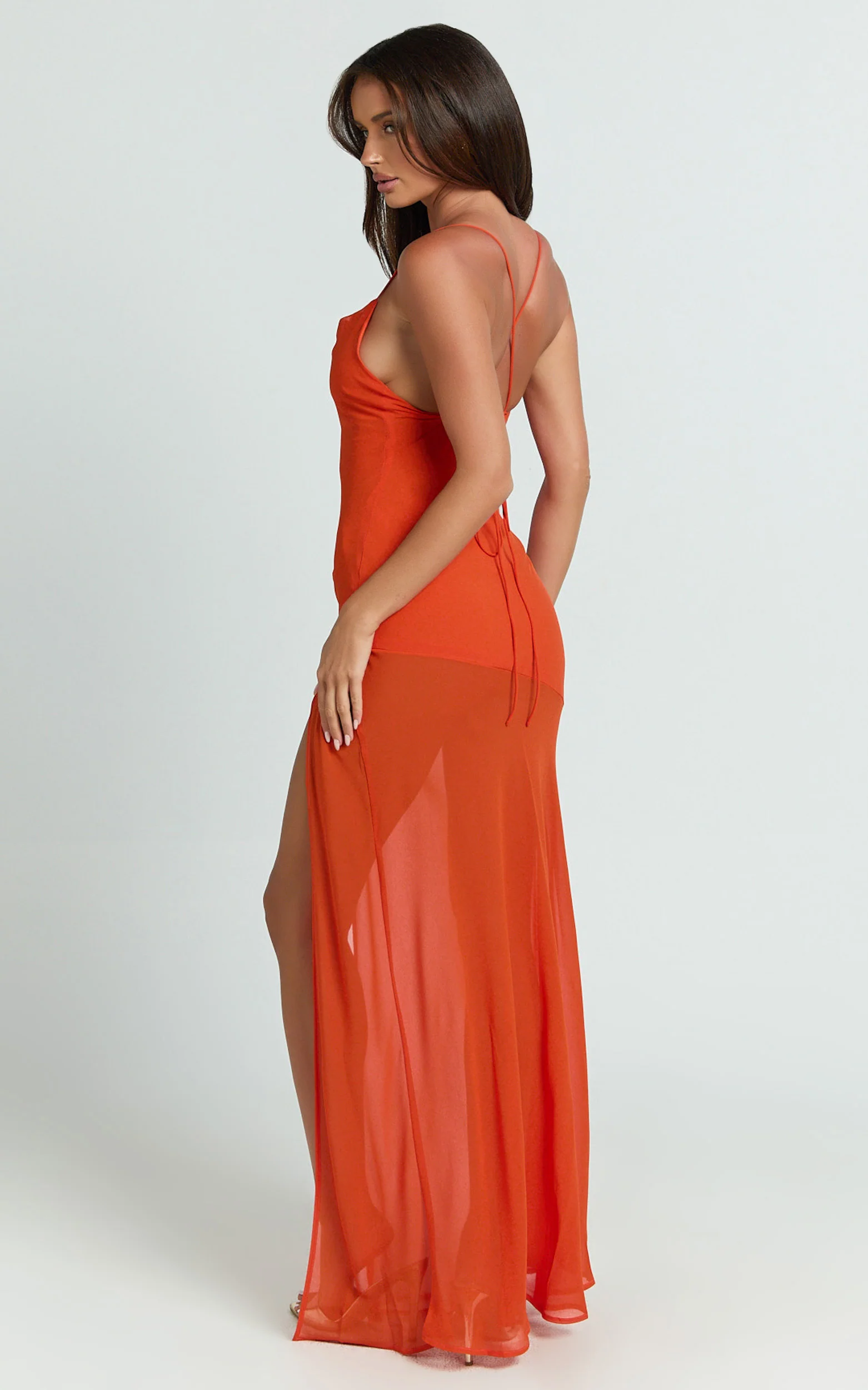 Talia Maxi Dress - Cowl Neck Low Back Dress in Orange - Image 8