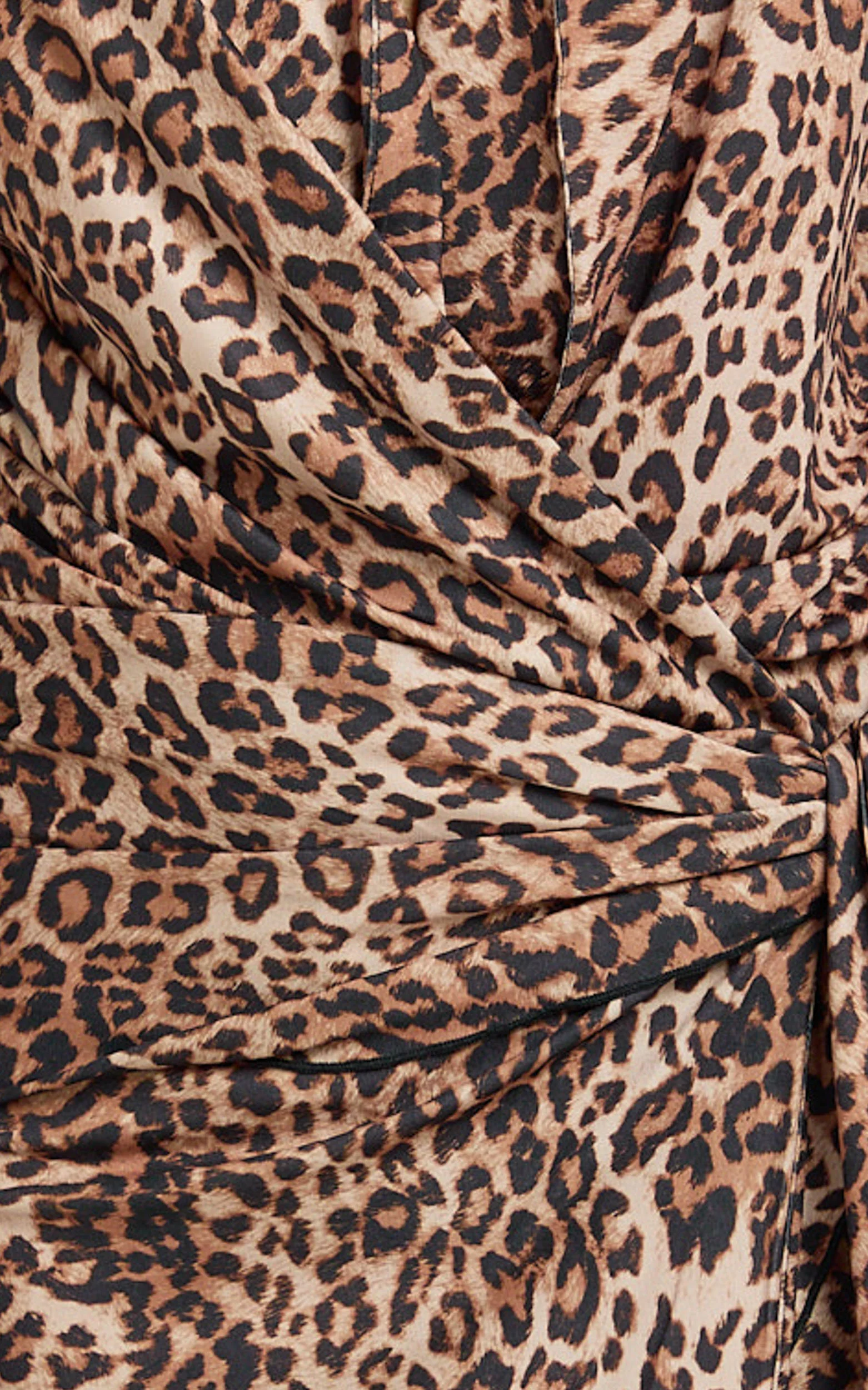 Tash Mini Dress - Long Sleeve Plunge Wrap Dress in Tonal Leopard - Image 7