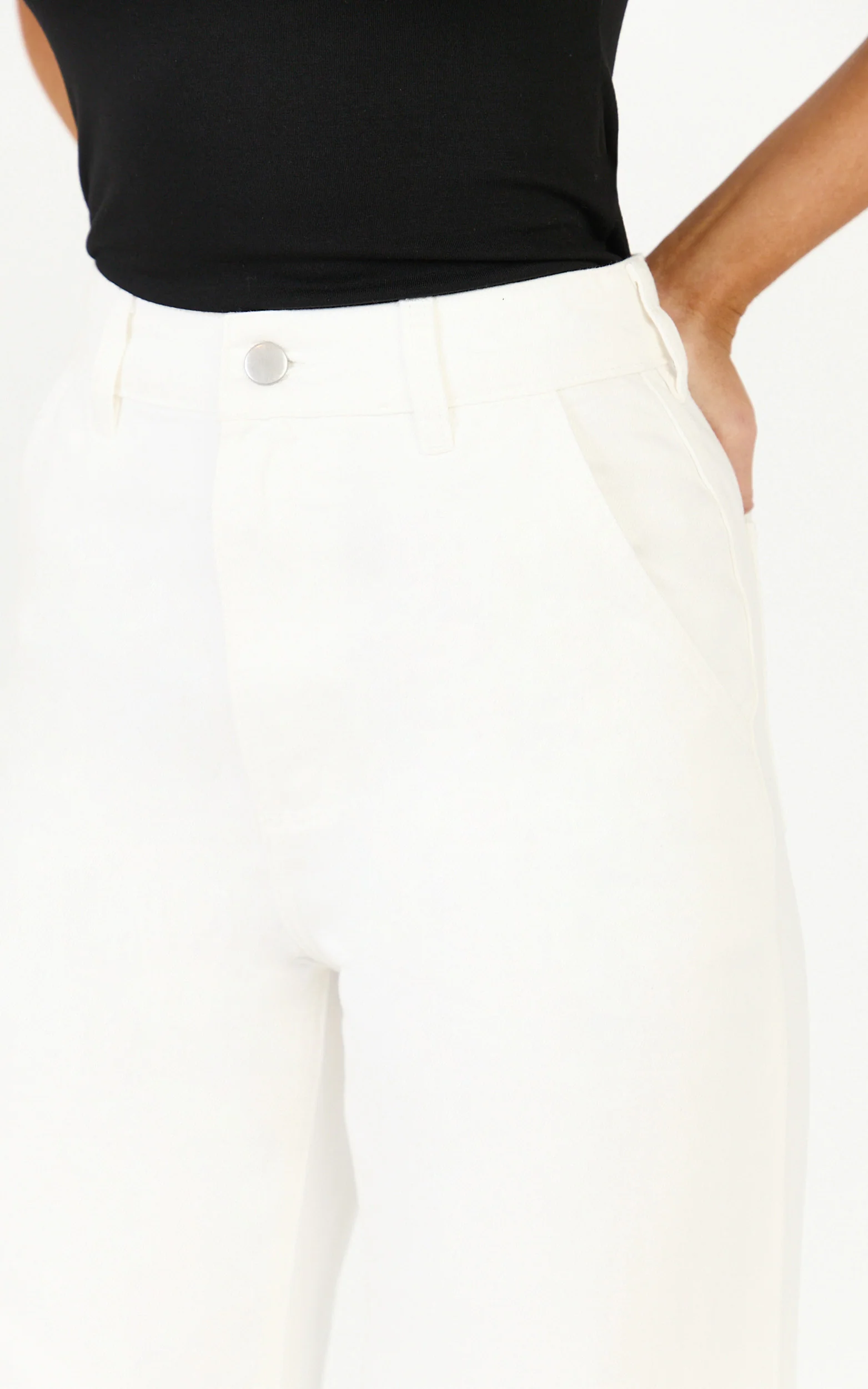 Therese Jeans - High Waist Wide Leg Flare Recycled Denim Jeans in Ecru - Image 6