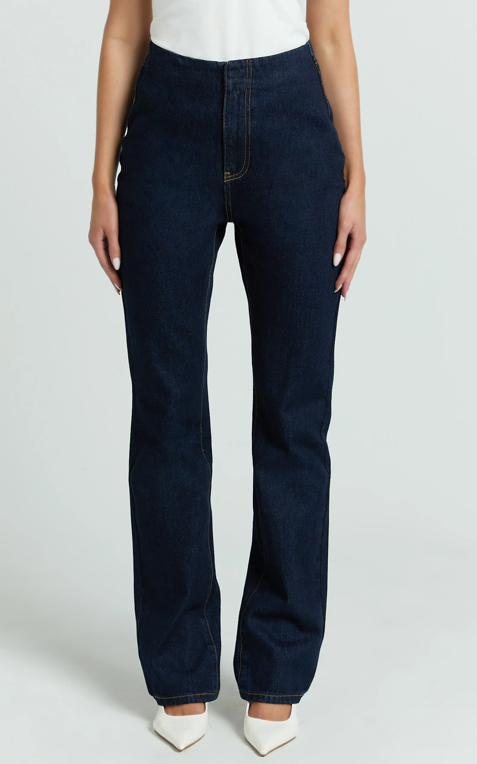 Tianna Jeans - High Waisted Fitted Straight Leg Jeans in Indigo Wash - Image 2
