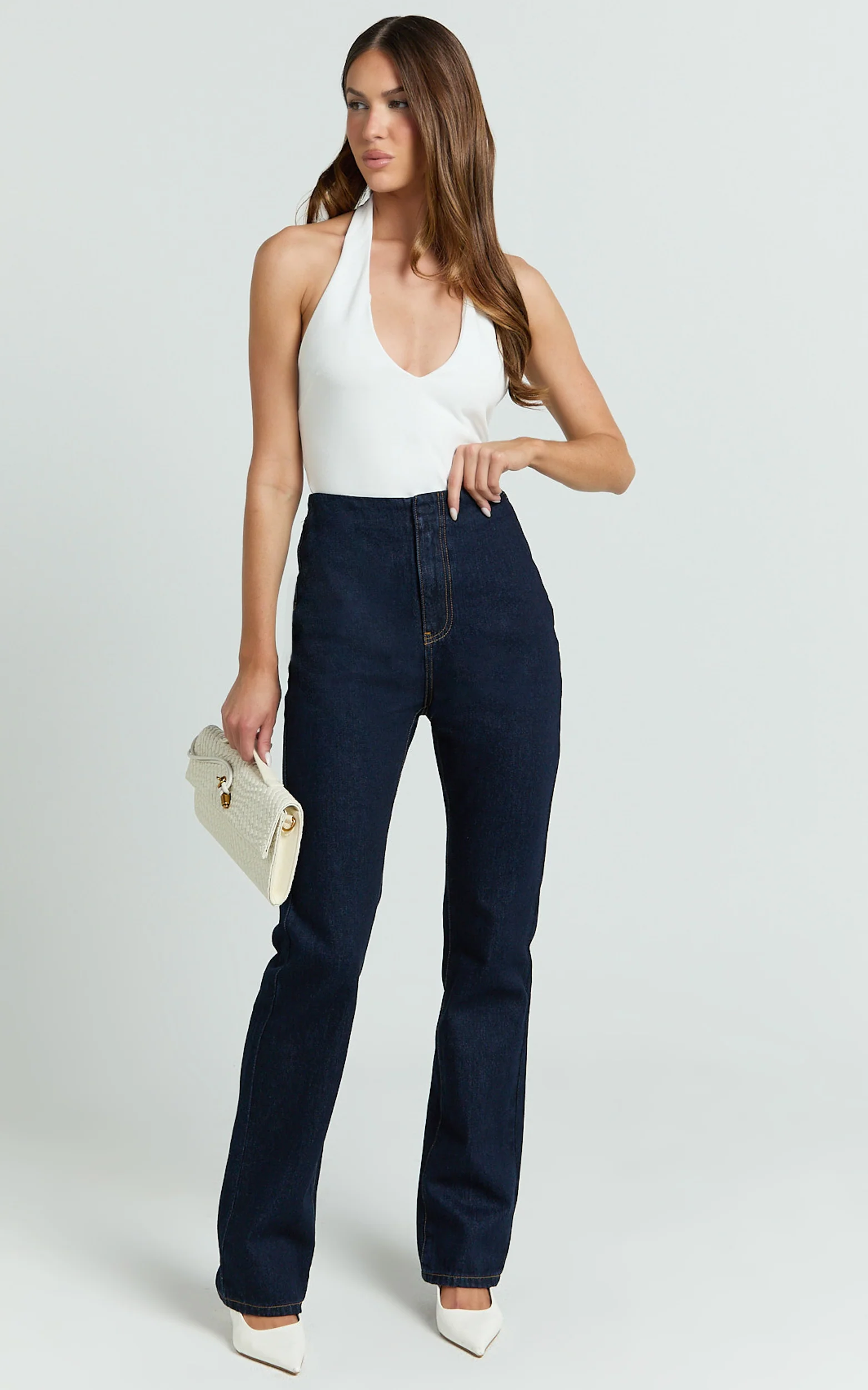 Tianna Jeans - High Waisted Fitted Straight Leg Jeans in Indigo Wash - Image 3