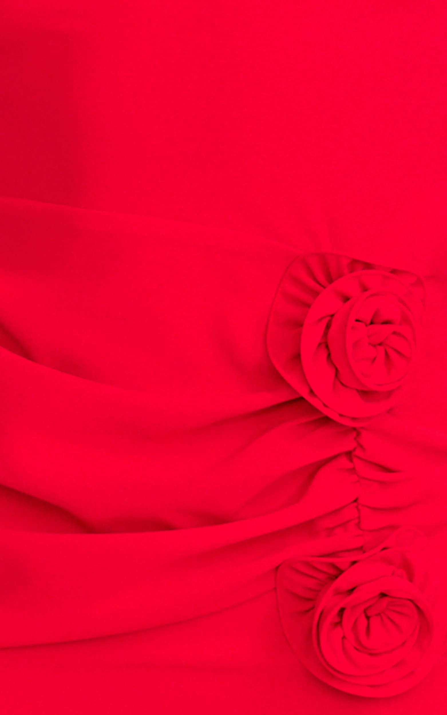Vivienne Midi Dress - Boat Neck Long Sleeve Rosette Detail Dress in Red - Image 6
