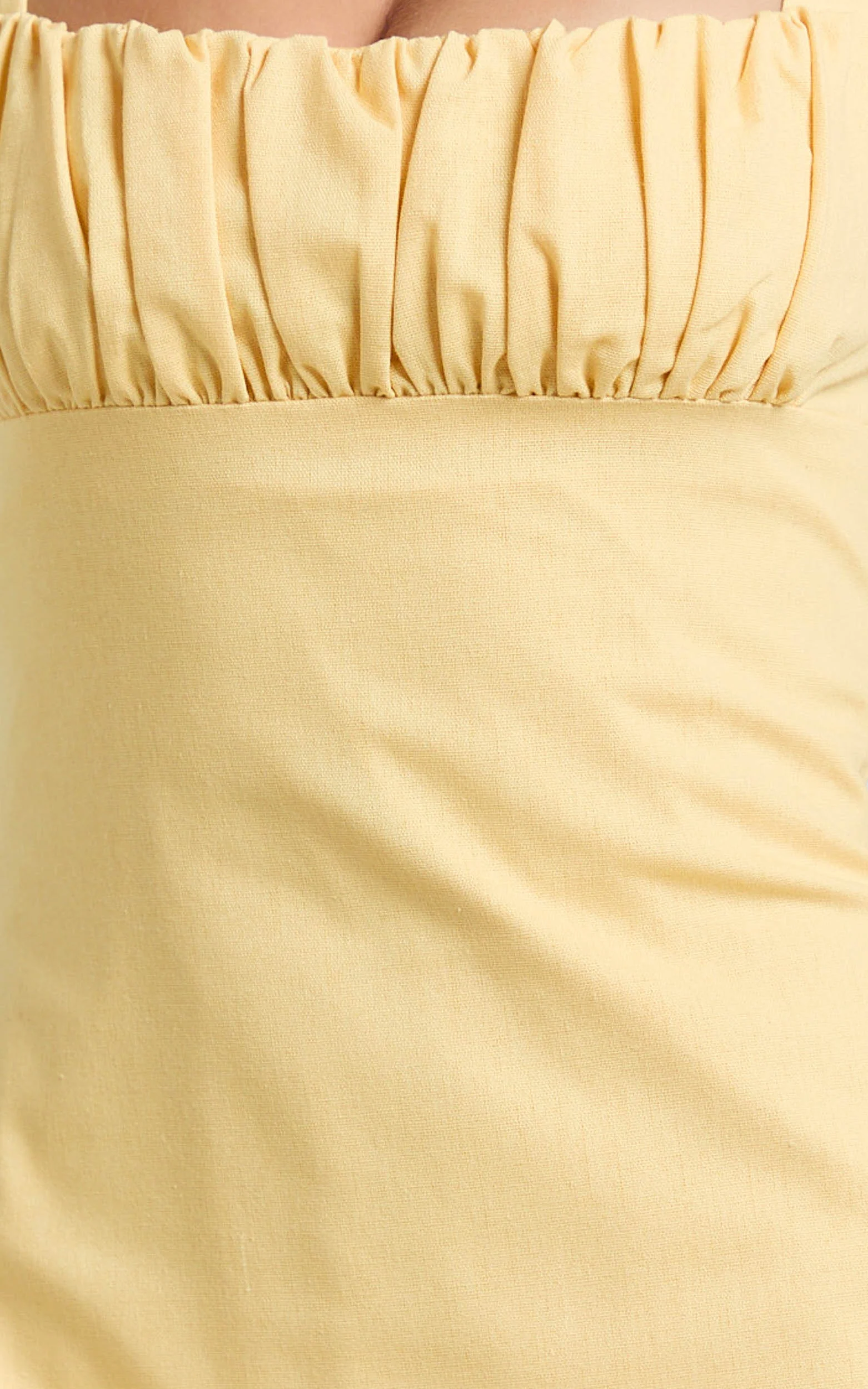 Welmina Mini Dress - Square Neck Front Placket Dress in Lemon - Image 6