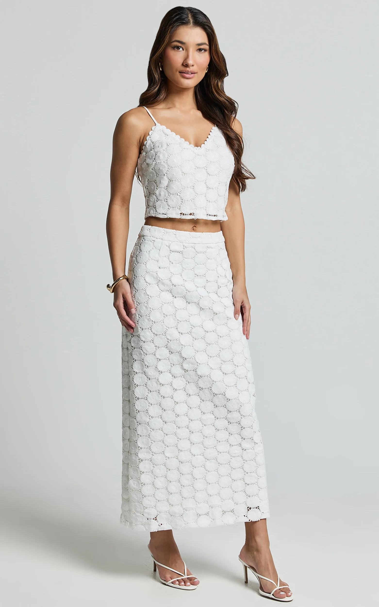 Wendy Top - Broderie Lace Cami Crop Top in White - Image 5