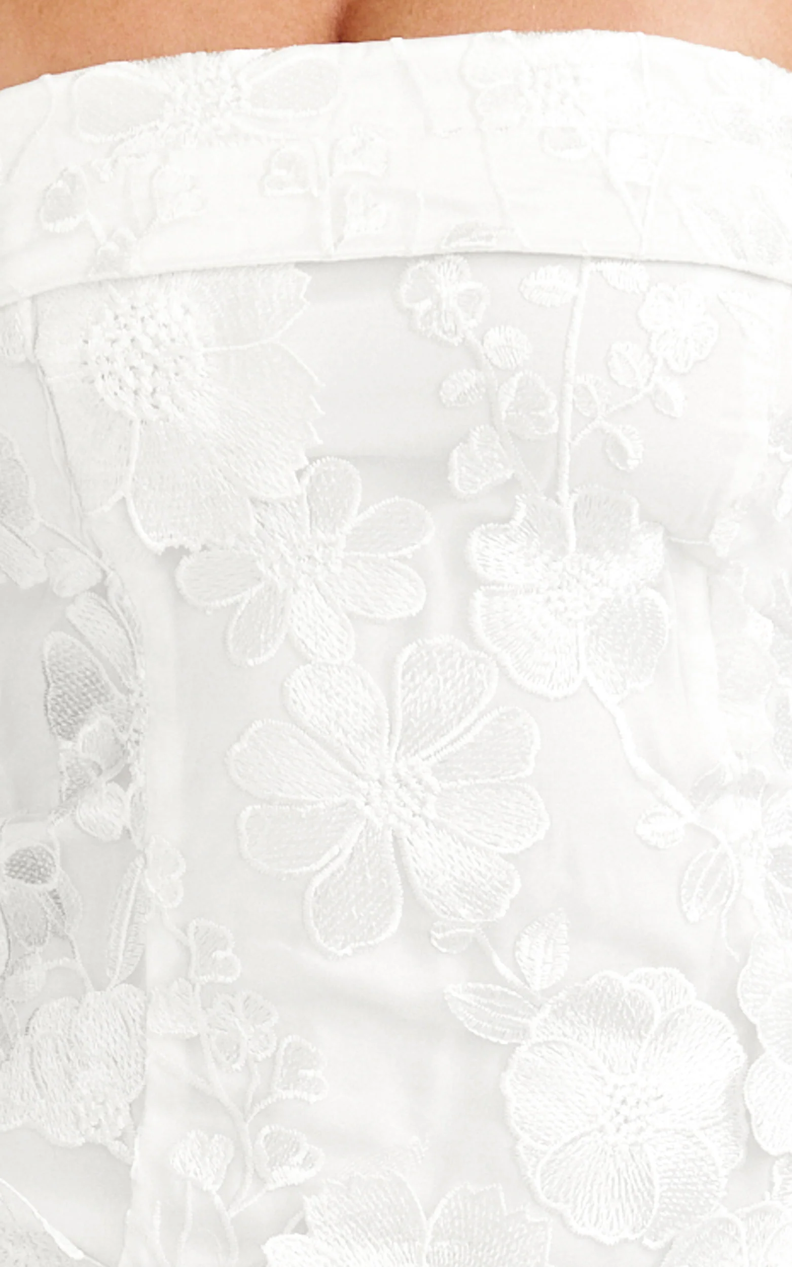 Wren Mini Dress - Strapless Bodycon Garden Flowers Dress in White - Image 6