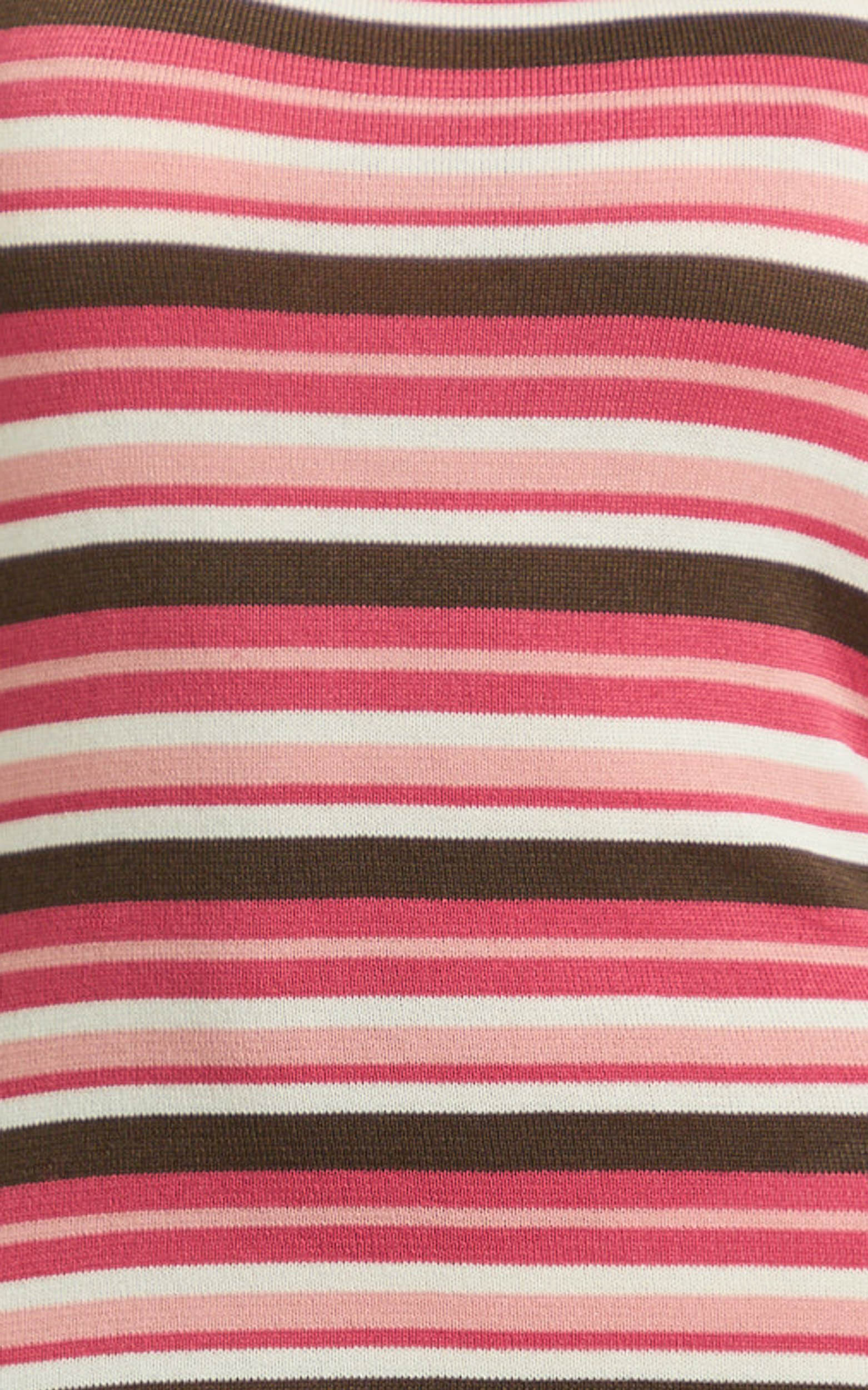 Yasmine Maxi Dress - Boat Neck Backless Stripe Knit Stripe Dress in Multi - Image 7