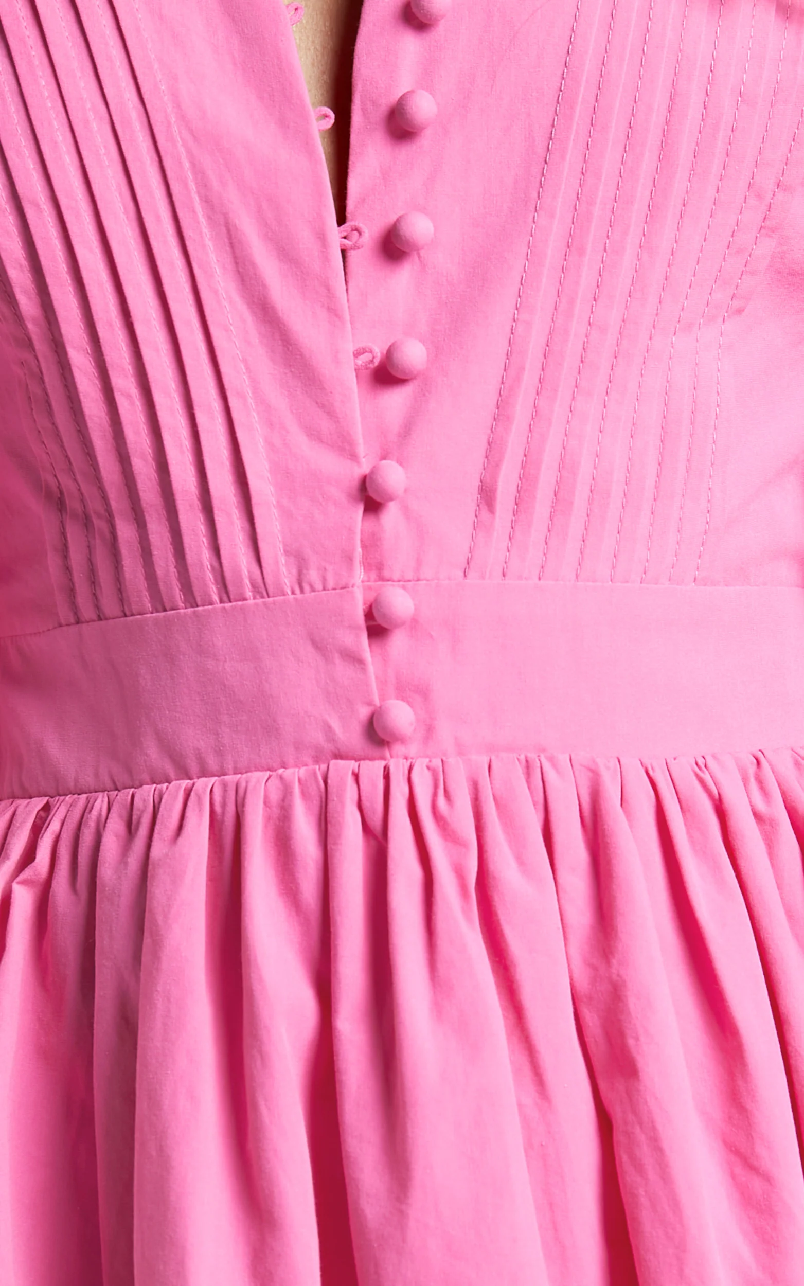 Zandra Mini Dress - Puff Sleeve Poplin Dress in ICE PINK - Image 7
