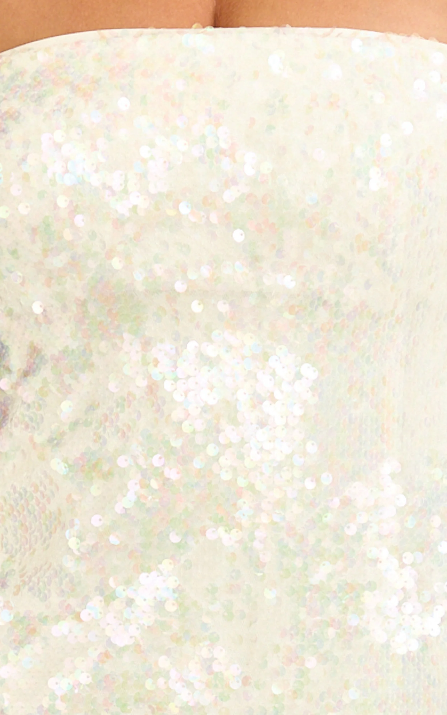 Zola Mini Dress - Strapless A Line Sequin Dress in Pearl - Image 6
